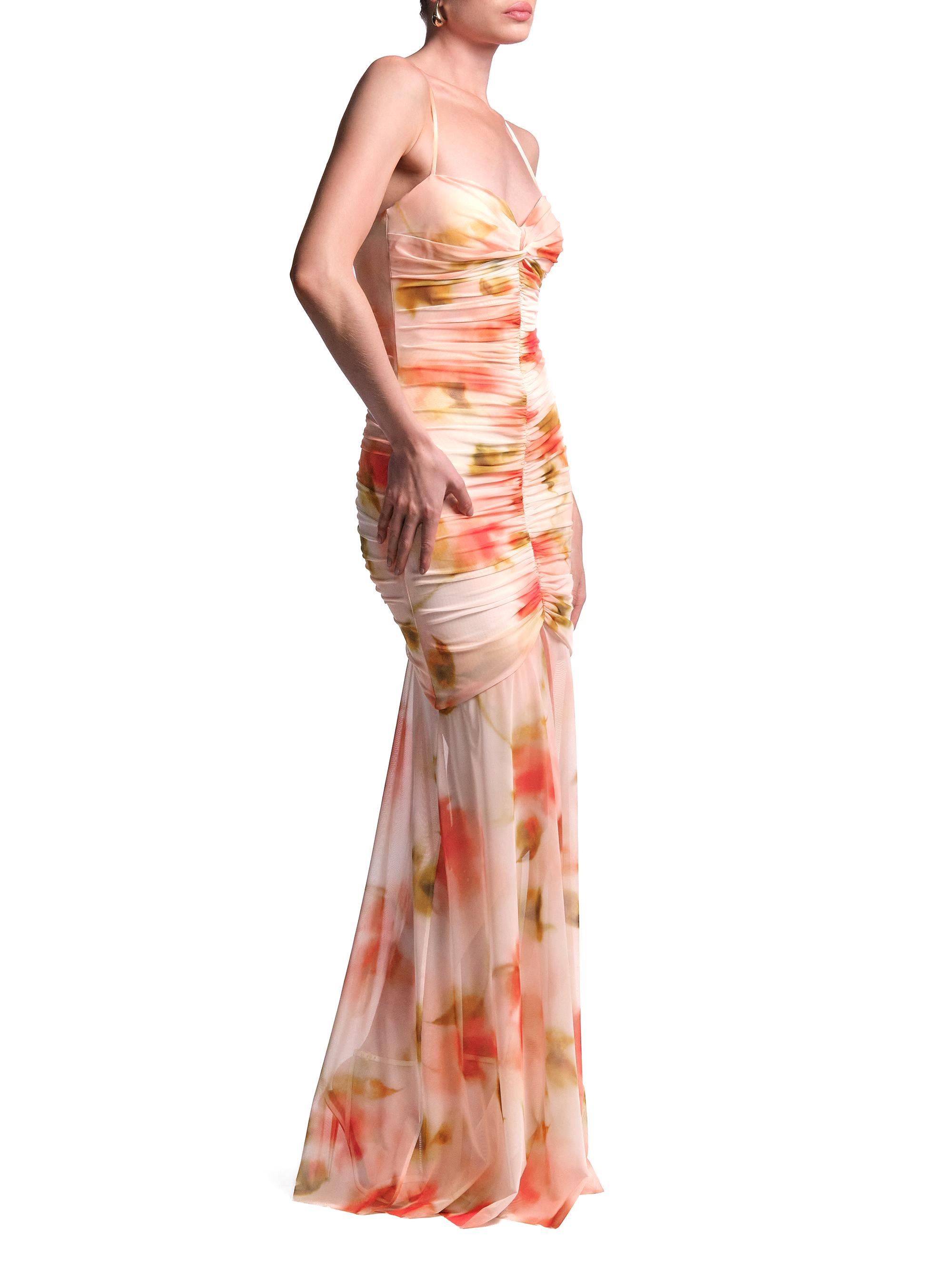 BCBGMAXAZRIA Women's Soraya Watercolor Ruched Gown - Floral Echo Print | Thumbnail 3