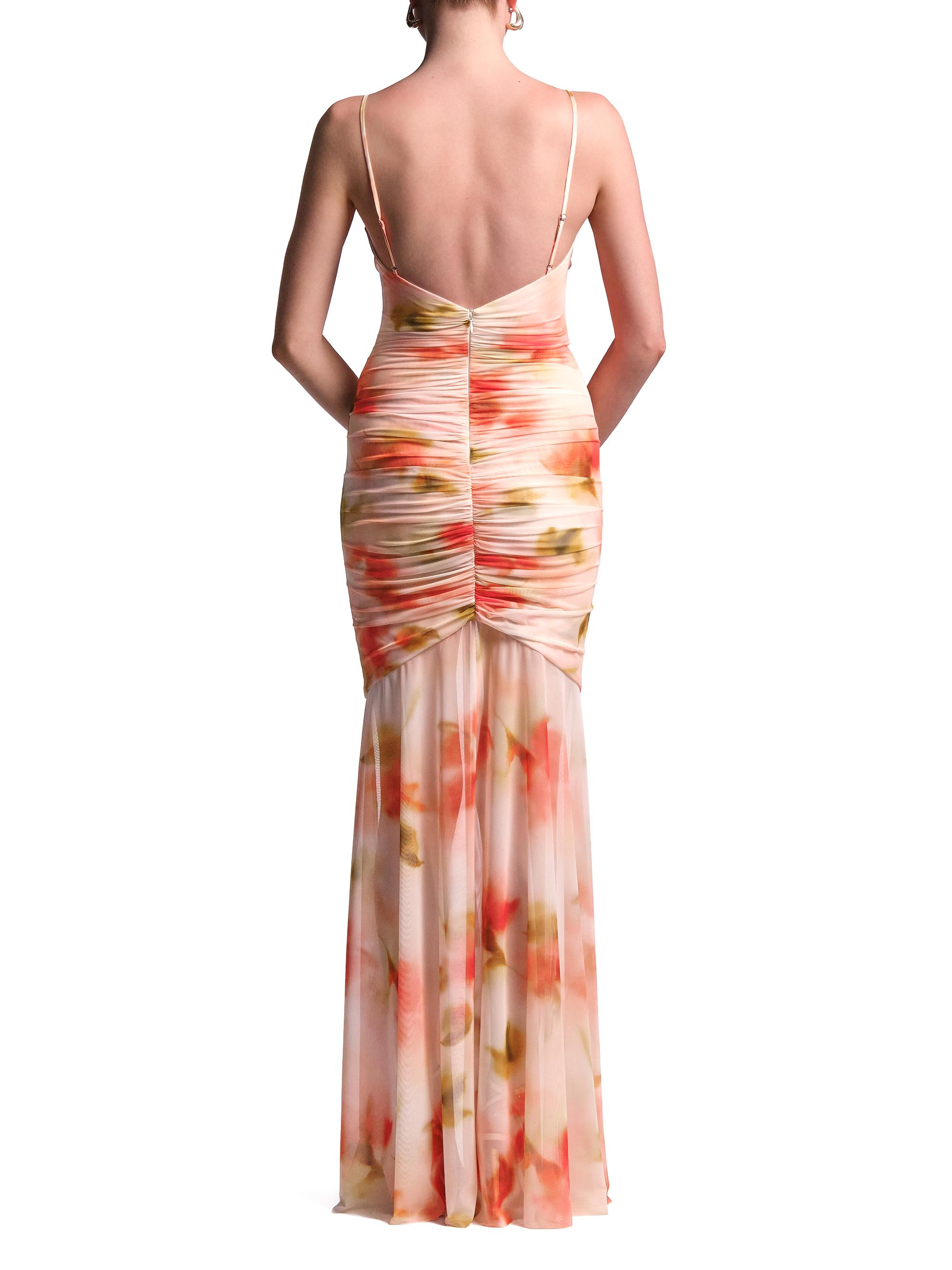 BCBGMAXAZRIA Women's Soraya Watercolor Ruched Gown - Floral Echo Print | Thumbnail 4