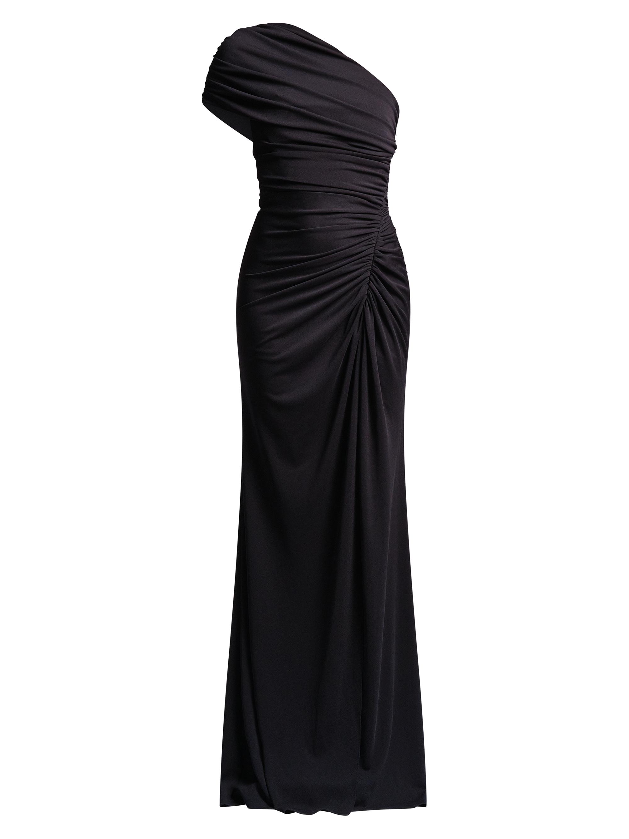 BCBGMAXAZRIA Women's Solina Ruched One-Shoulder Gown - Black