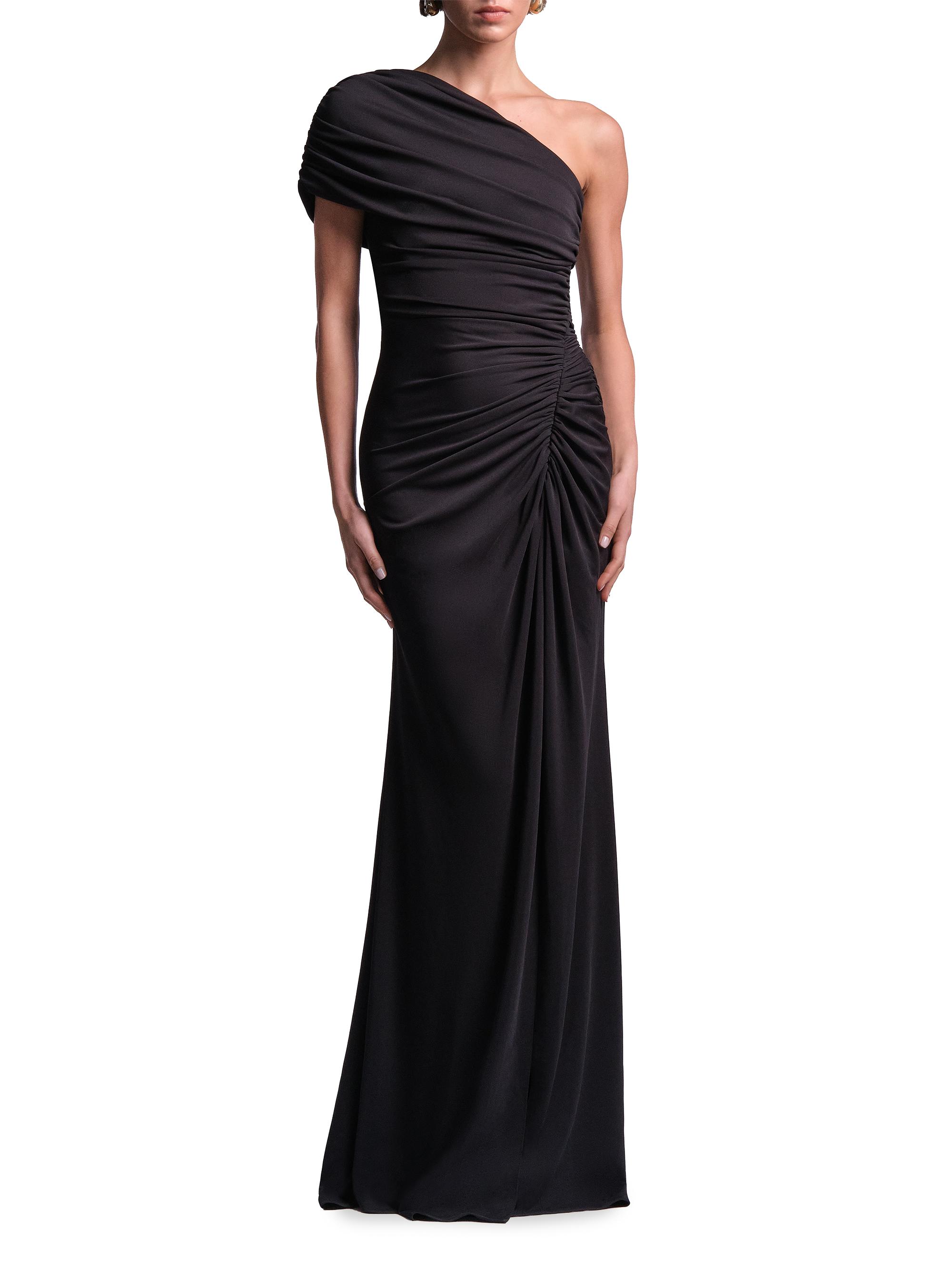 BCBGMAXAZRIA Women's Solina Ruched One-Shoulder Gown - Black | Thumbnail 2
