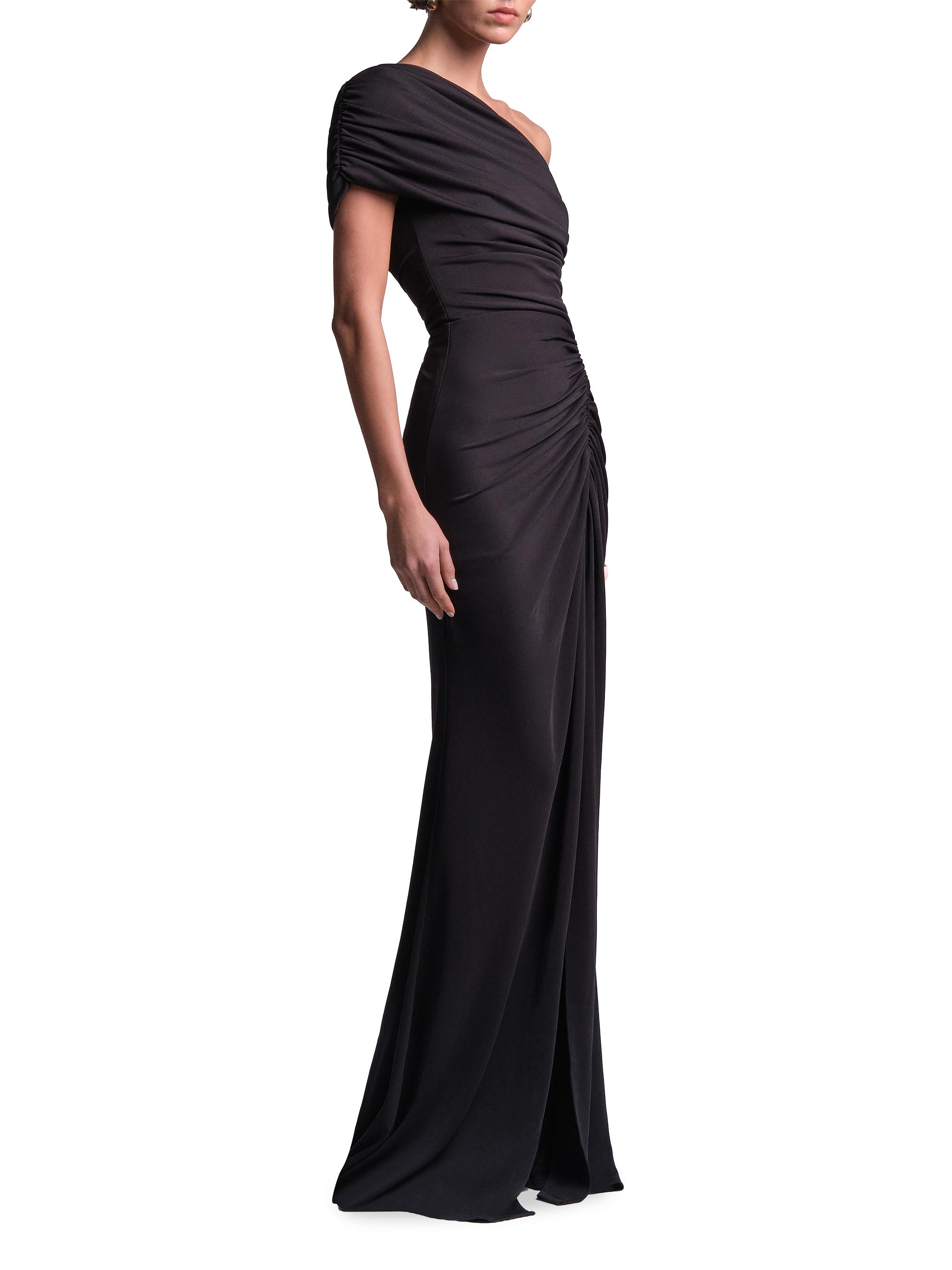 BCBGMAXAZRIA Women's Solina Ruched One-Shoulder Gown - Black | Thumbnail 3