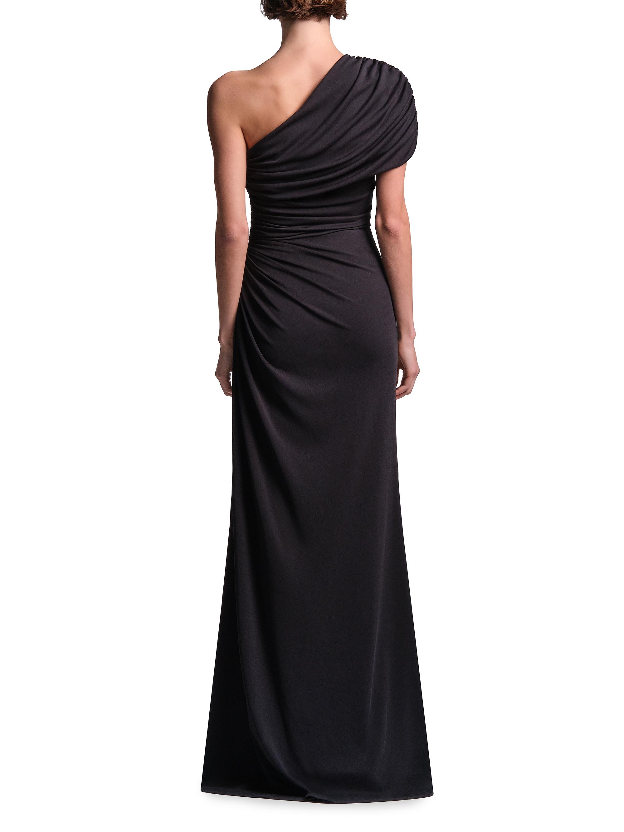 BCBGMAXAZRIA Women's Solina Ruched One-Shoulder Gown - Black | Thumbnail 4