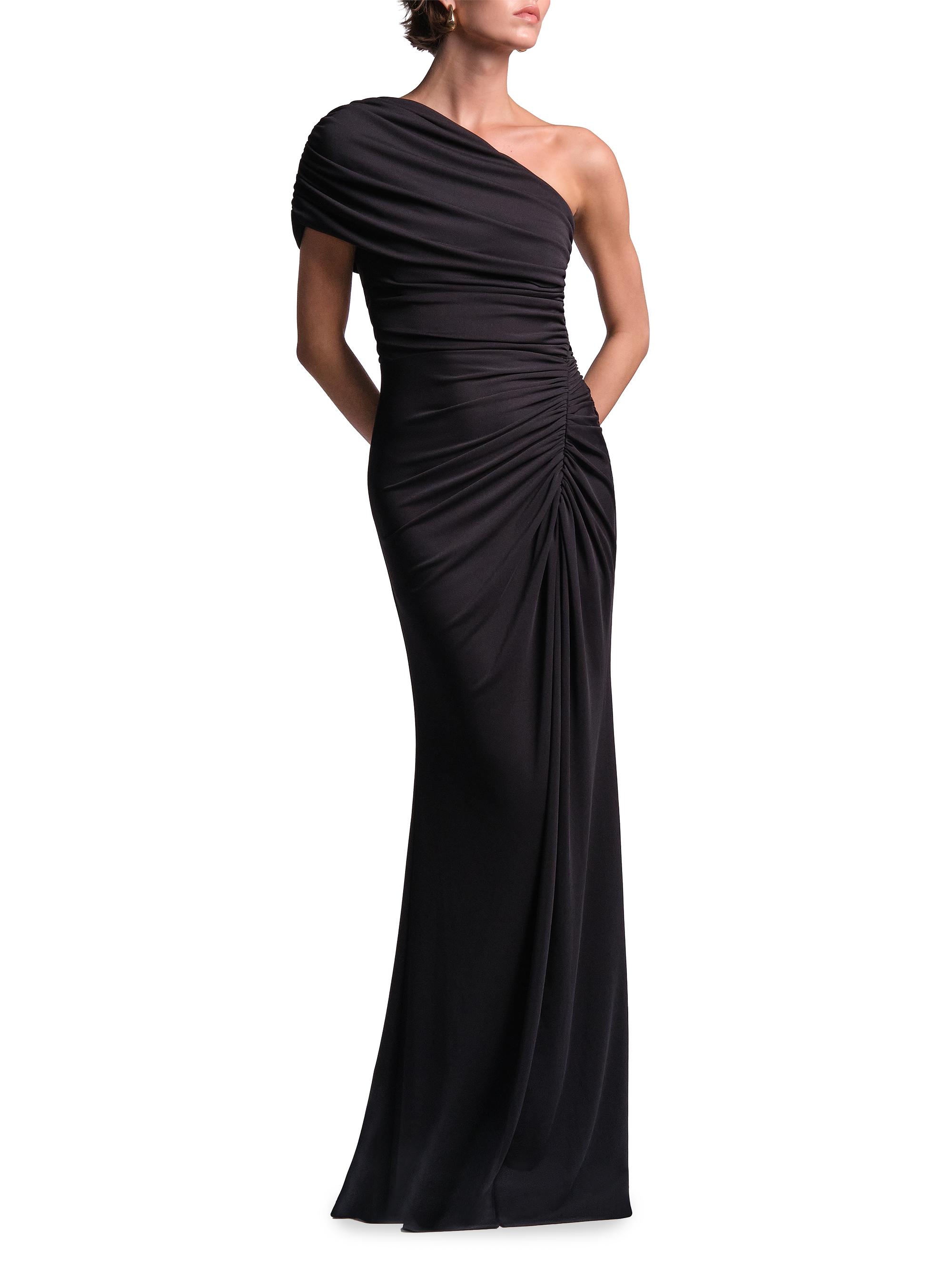 BCBGMAXAZRIA Women's Solina Ruched One-Shoulder Gown - Black | Thumbnail 5