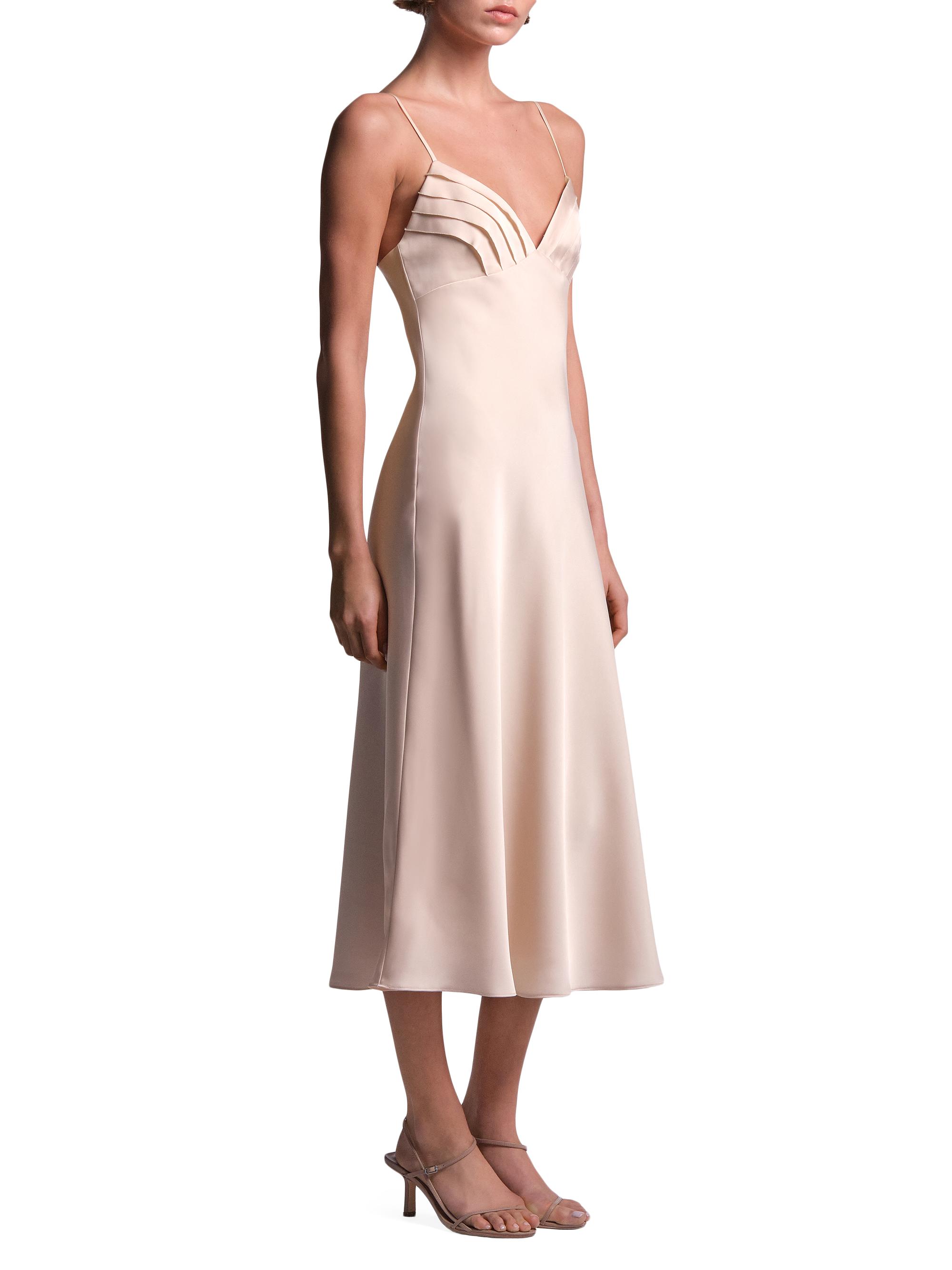 BCBGMAXAZRIA Women's Mona Satin Midi Dress - Peach Blush | Thumbnail 3