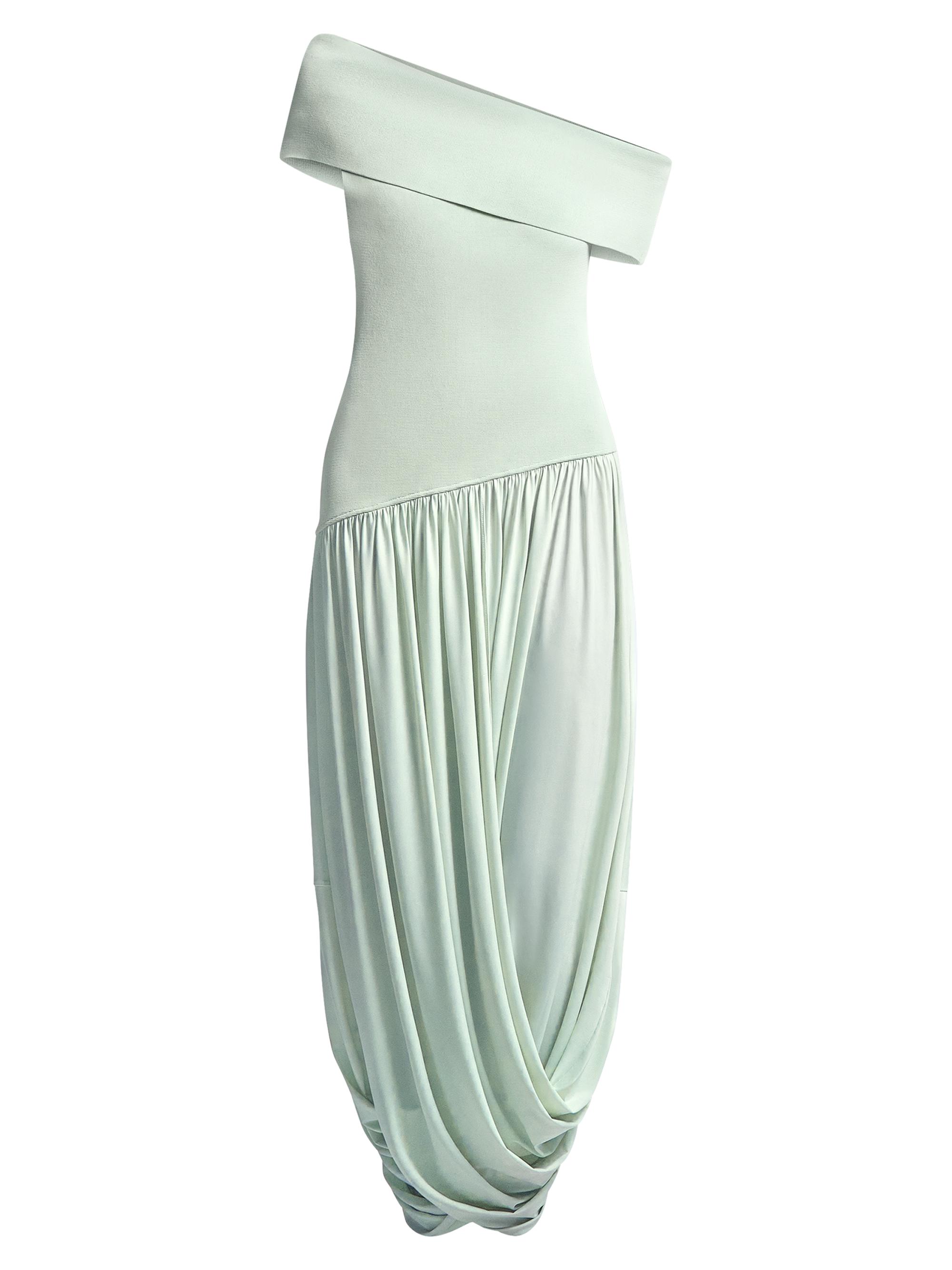 BCBGMAXAZRIA Women's Myla Draped Jersey One-Shoulder Maxi Dress - Pistachio