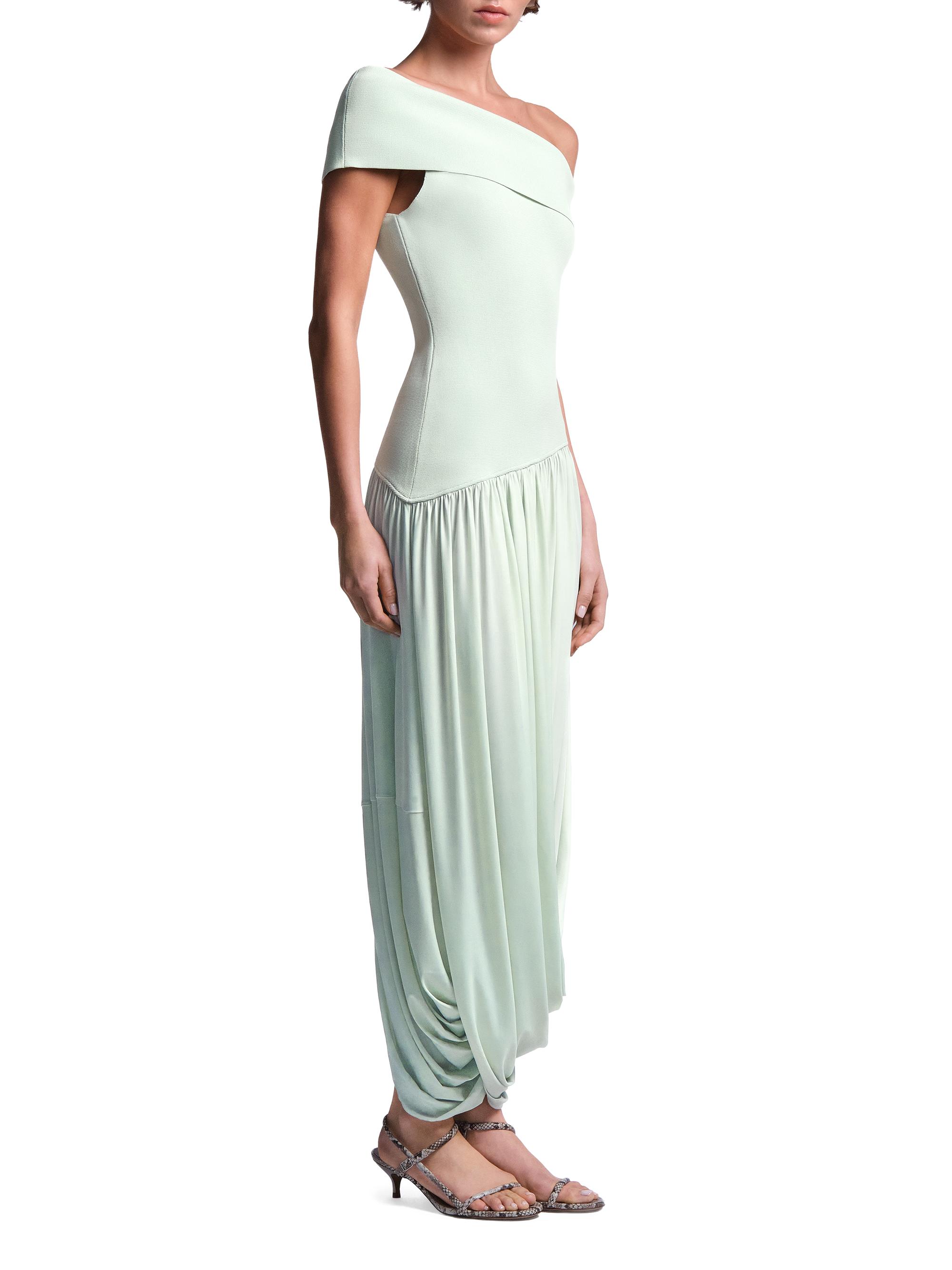 BCBGMAXAZRIA Women's Myla Draped Jersey One-Shoulder Maxi Dress - Pistachio | Thumbnail 4