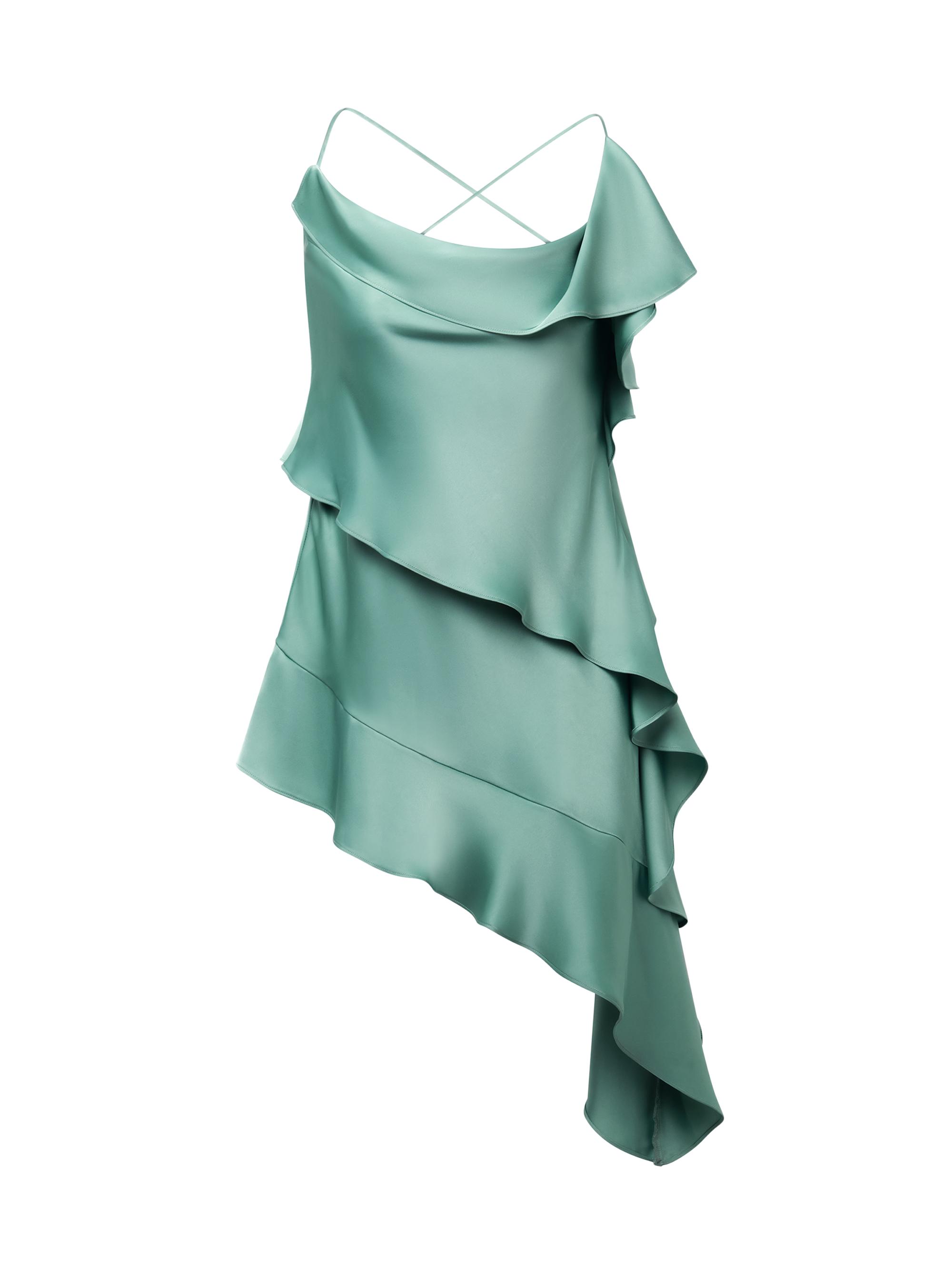 BCBGMAXAZRIA Women's Fiona Draped Asymmetric Mini Dress - Eucalyptus