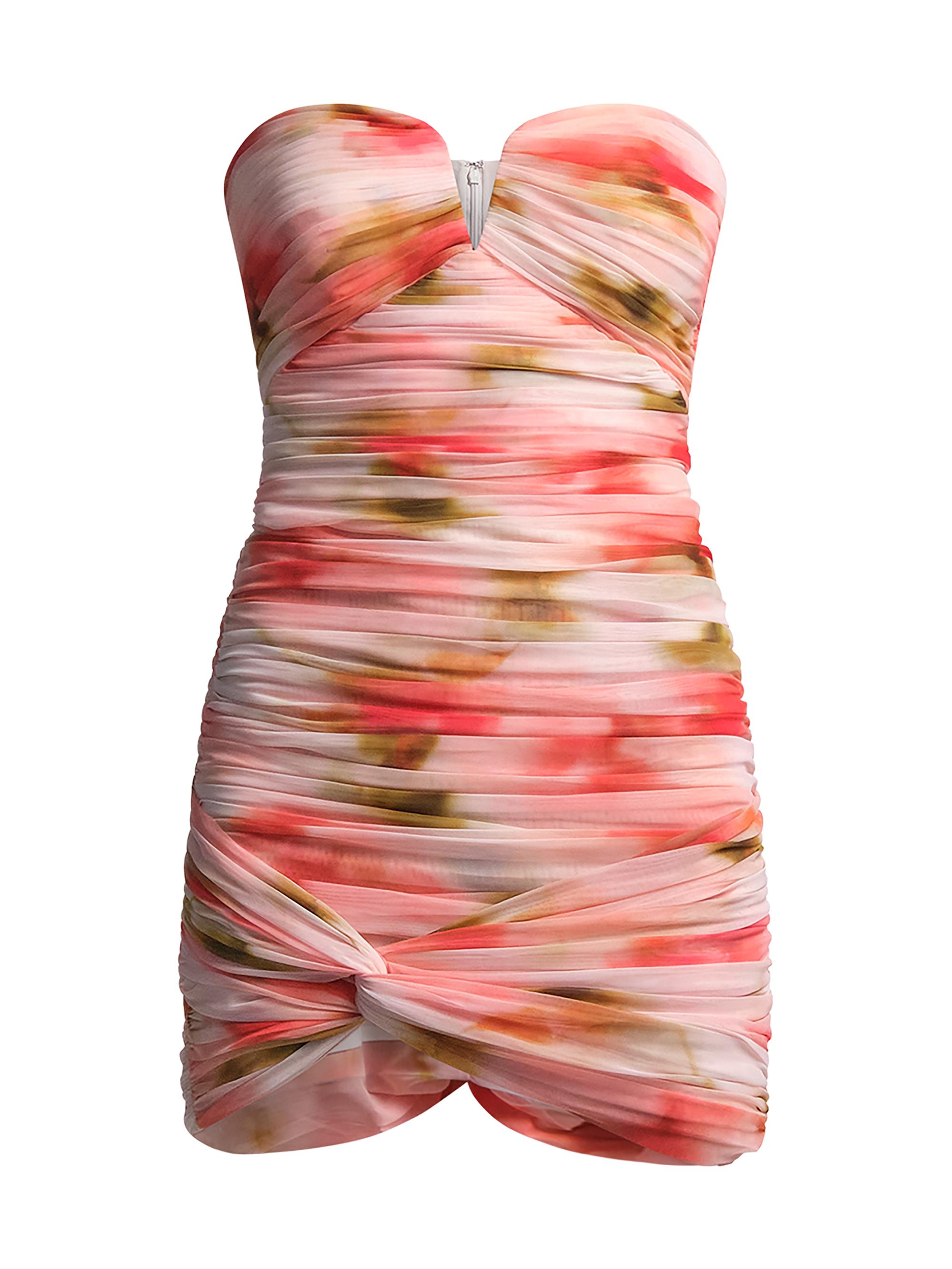 BCBGMAXAZRIA Women's Elia Floral Ruched Mini Dress - Floral Echo Print