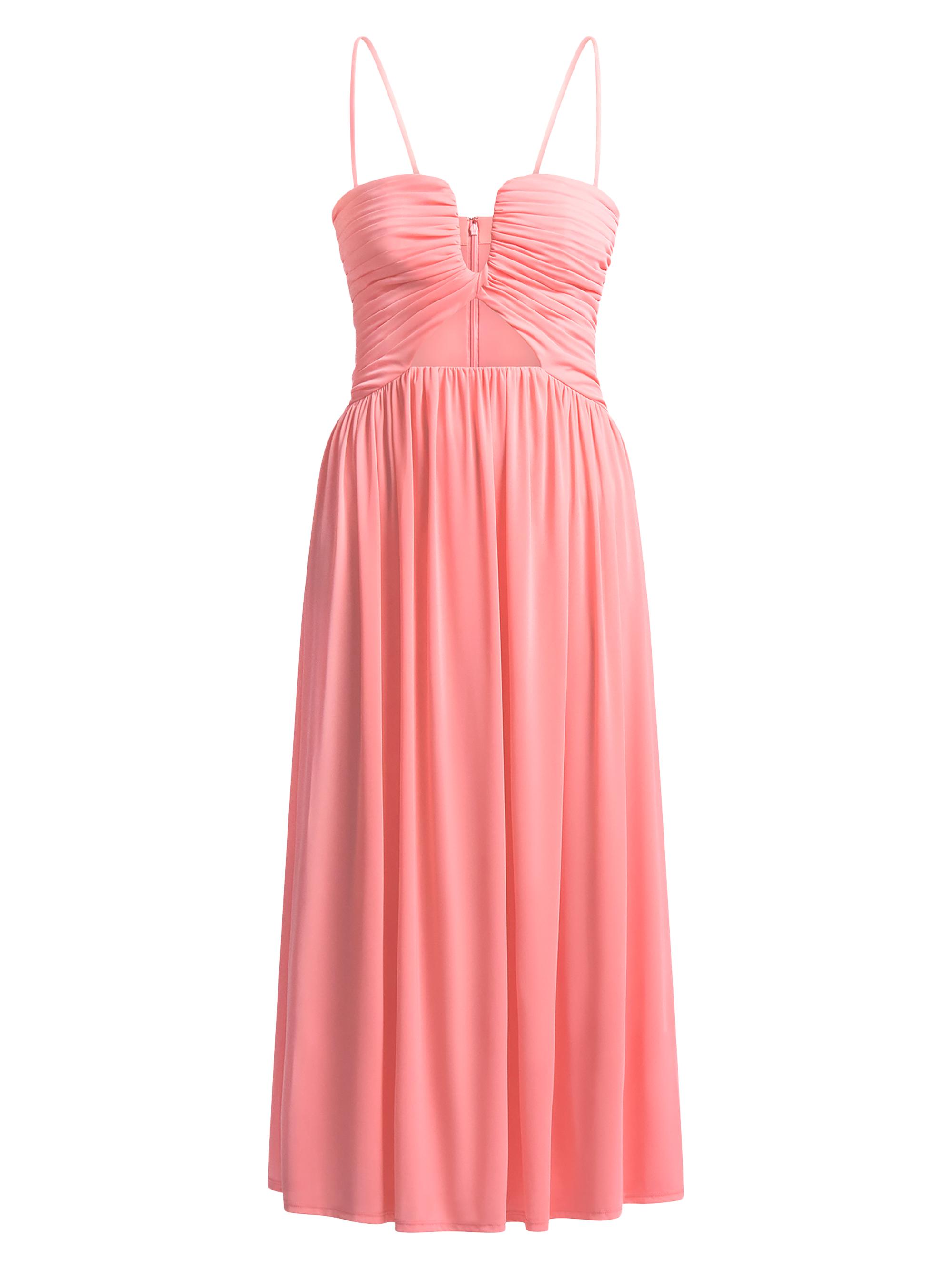 BCBGMAXAZRIA Women's Mimi Ruched Pleated Midi-Dress - Candy Pink