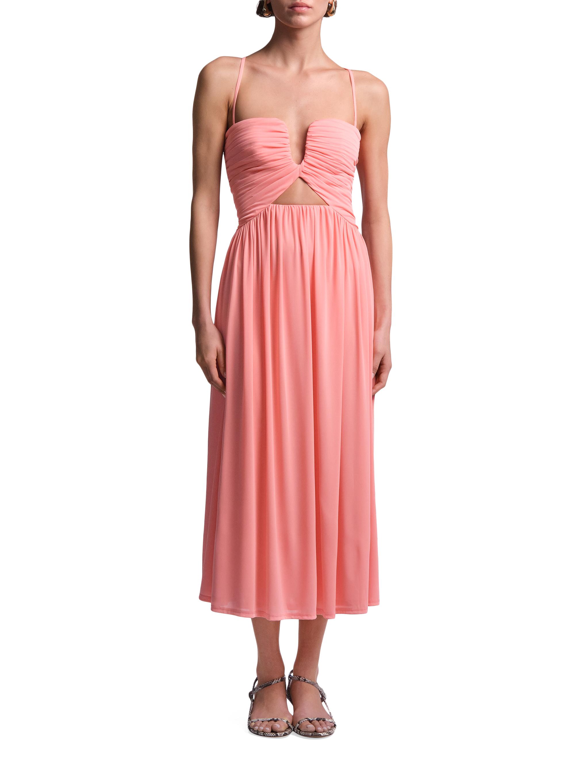 BCBGMAXAZRIA Women's Mimi Ruched Pleated Midi-Dress - Candy Pink | Thumbnail 2