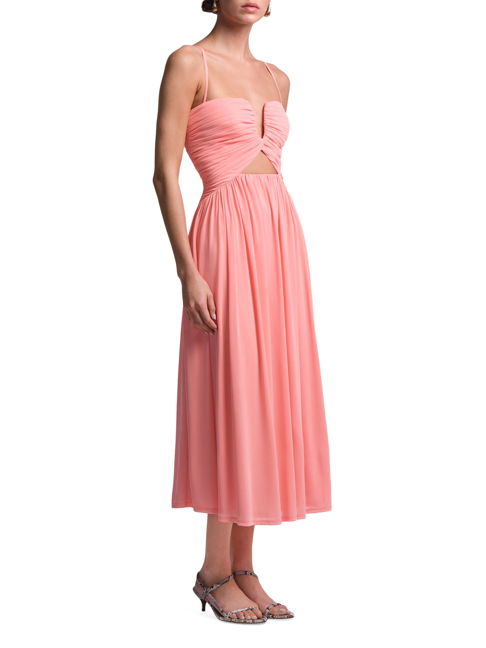 BCBGMAXAZRIA Women's Mimi Ruched Pleated Midi-Dress - Candy Pink | Thumbnail 3