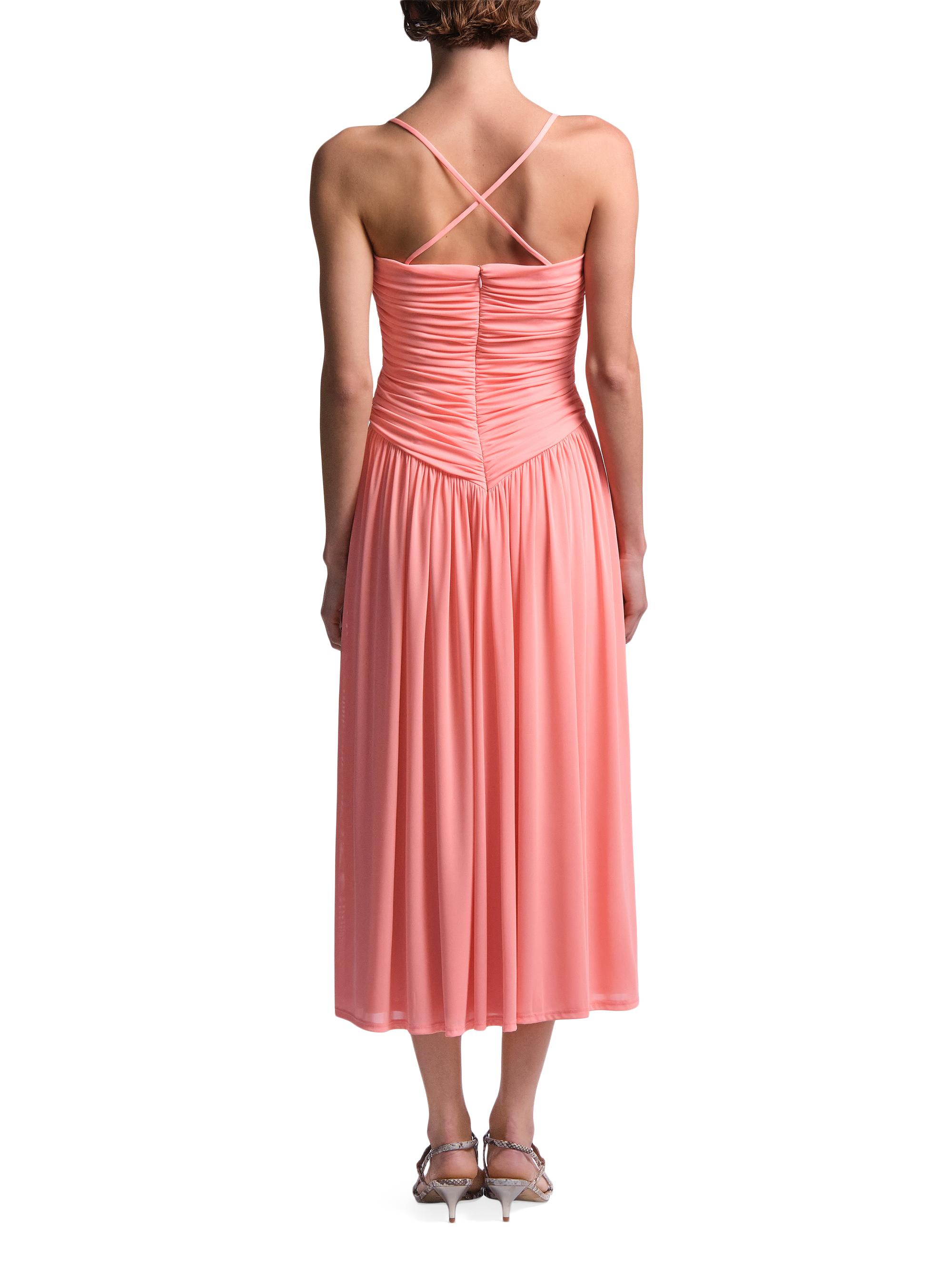 BCBGMAXAZRIA Women's Mimi Ruched Pleated Midi-Dress - Candy Pink | Thumbnail 4