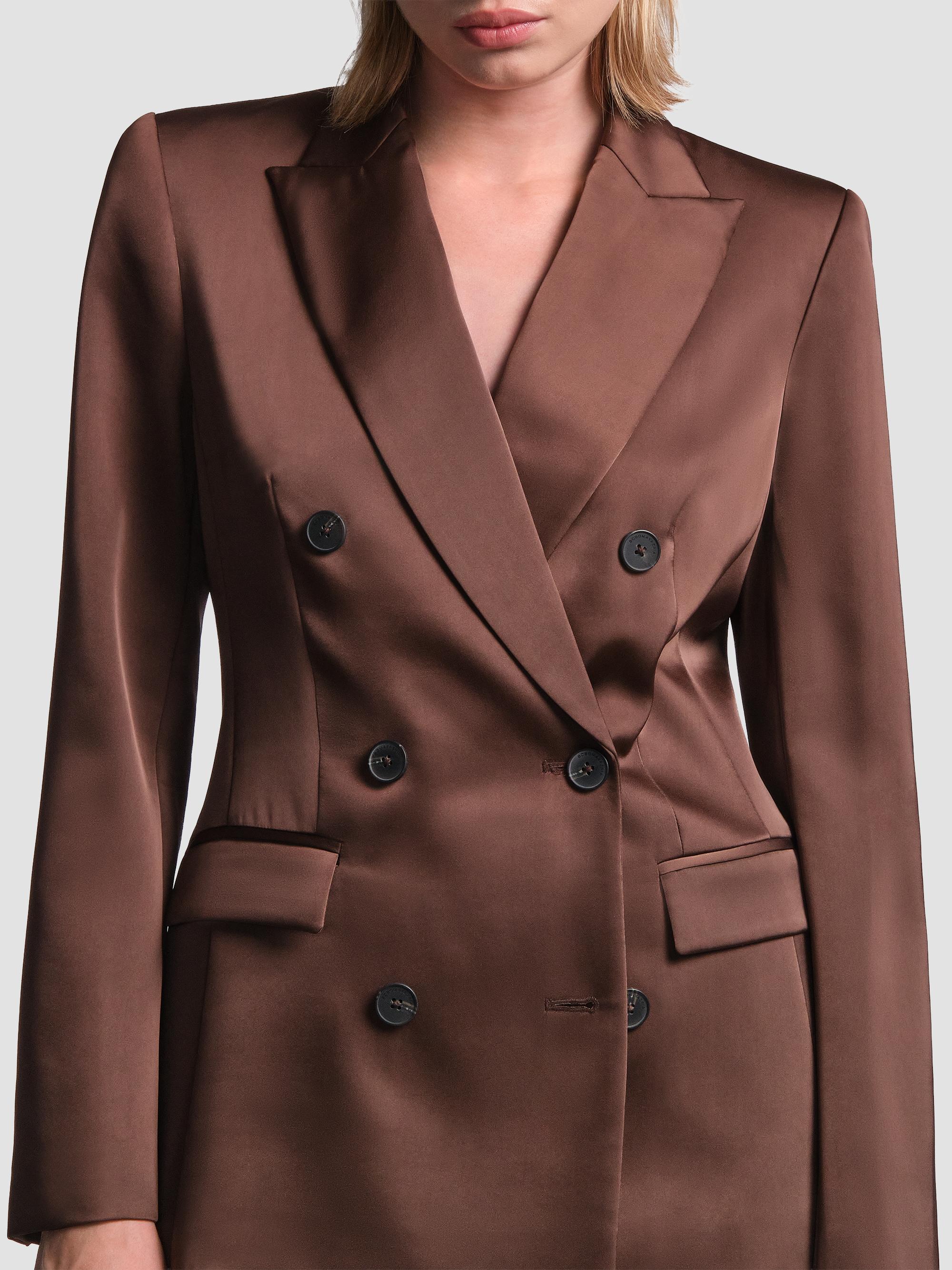 BCBGMAXAZRIA Women's Sydney Tailored Satin Blazer - Chocolate | Thumbnail 6