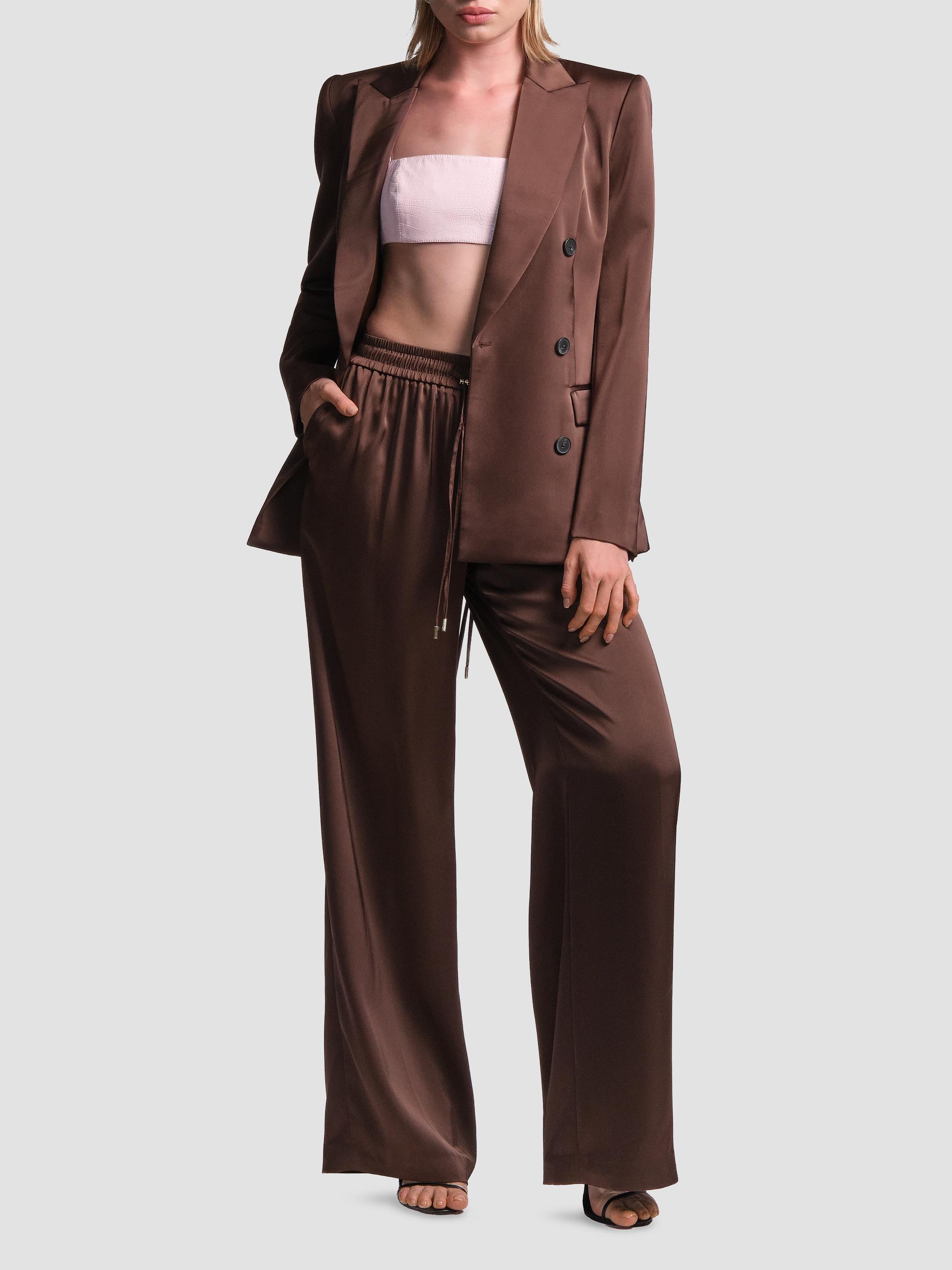 BCBGMAXAZRIA Women's Sydney Tailored Satin Blazer - Chocolate | Thumbnail 2