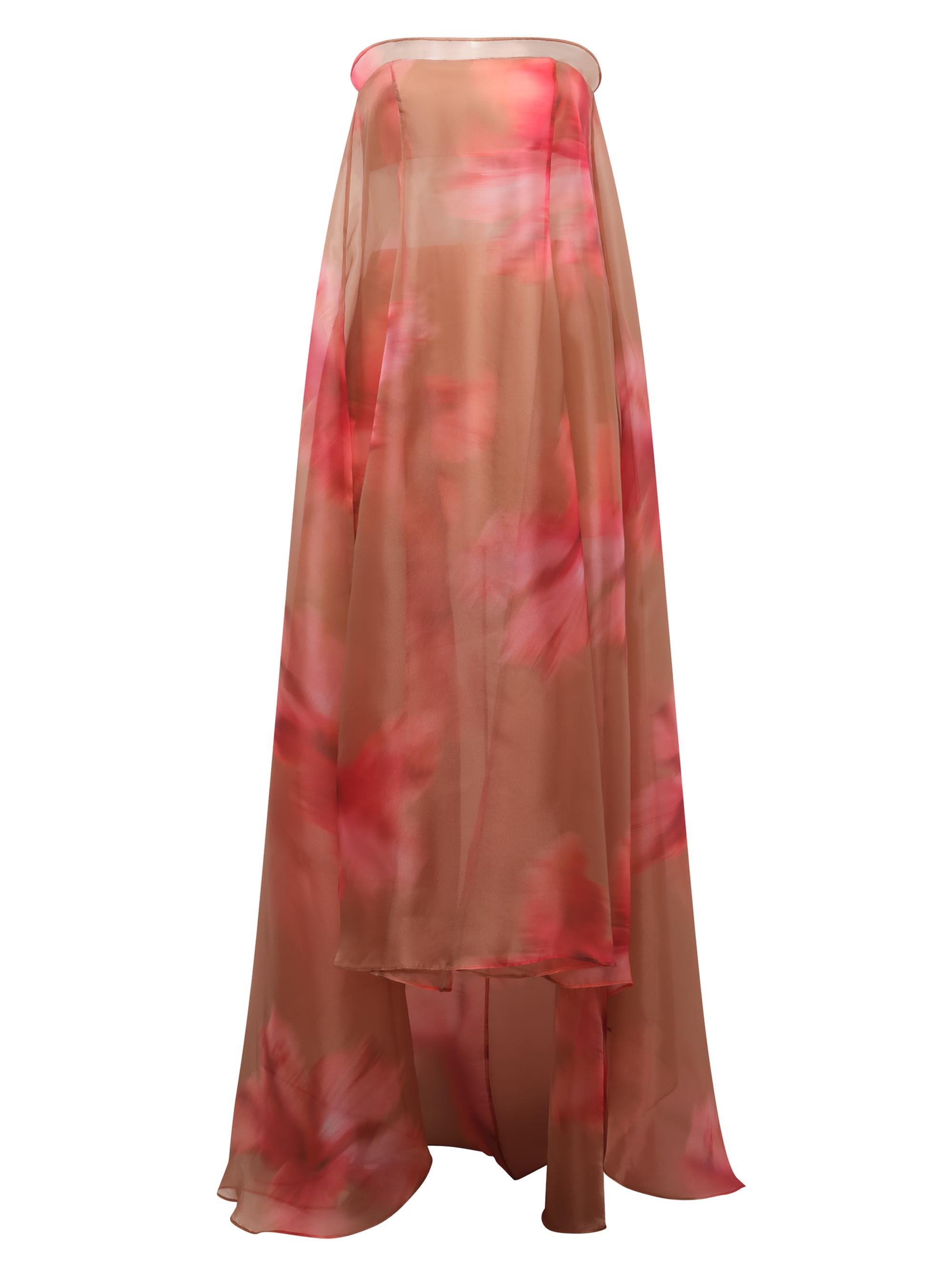 BCBGMAXAZRIA Women's Annika Watercolor Floral Strapless Gown - Flame Meadow Print