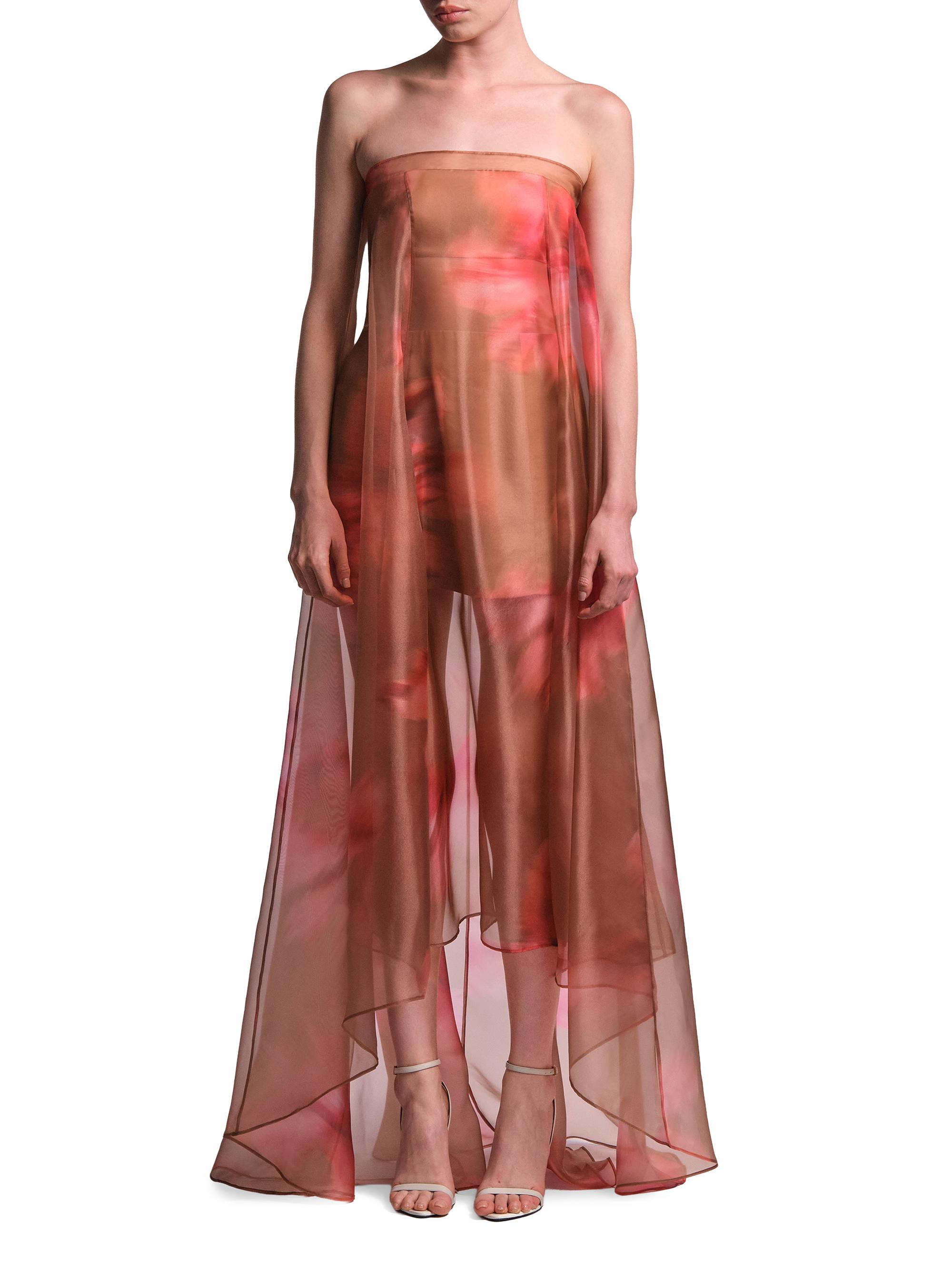 BCBGMAXAZRIA Women's Annika Watercolor Floral Strapless Gown - Flame Meadow Print | Thumbnail 2