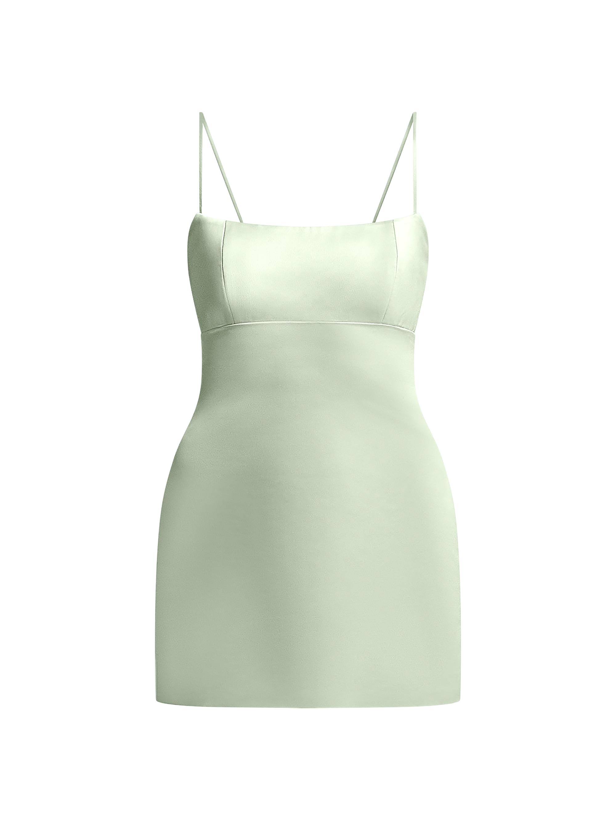 BCBGMAXAZRIA Women's Serene Lace-Up Back Satin Mini Dress - Pistachio