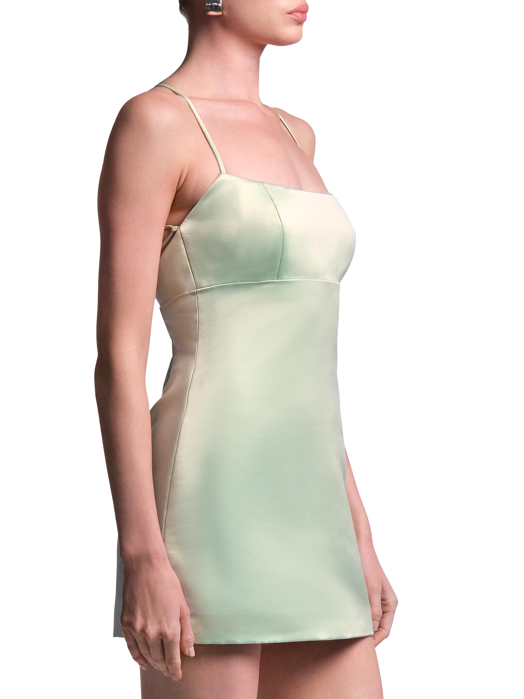 BCBGMAXAZRIA Women's Serene Lace-Up Back Satin Mini Dress - Pistachio | Thumbnail 3