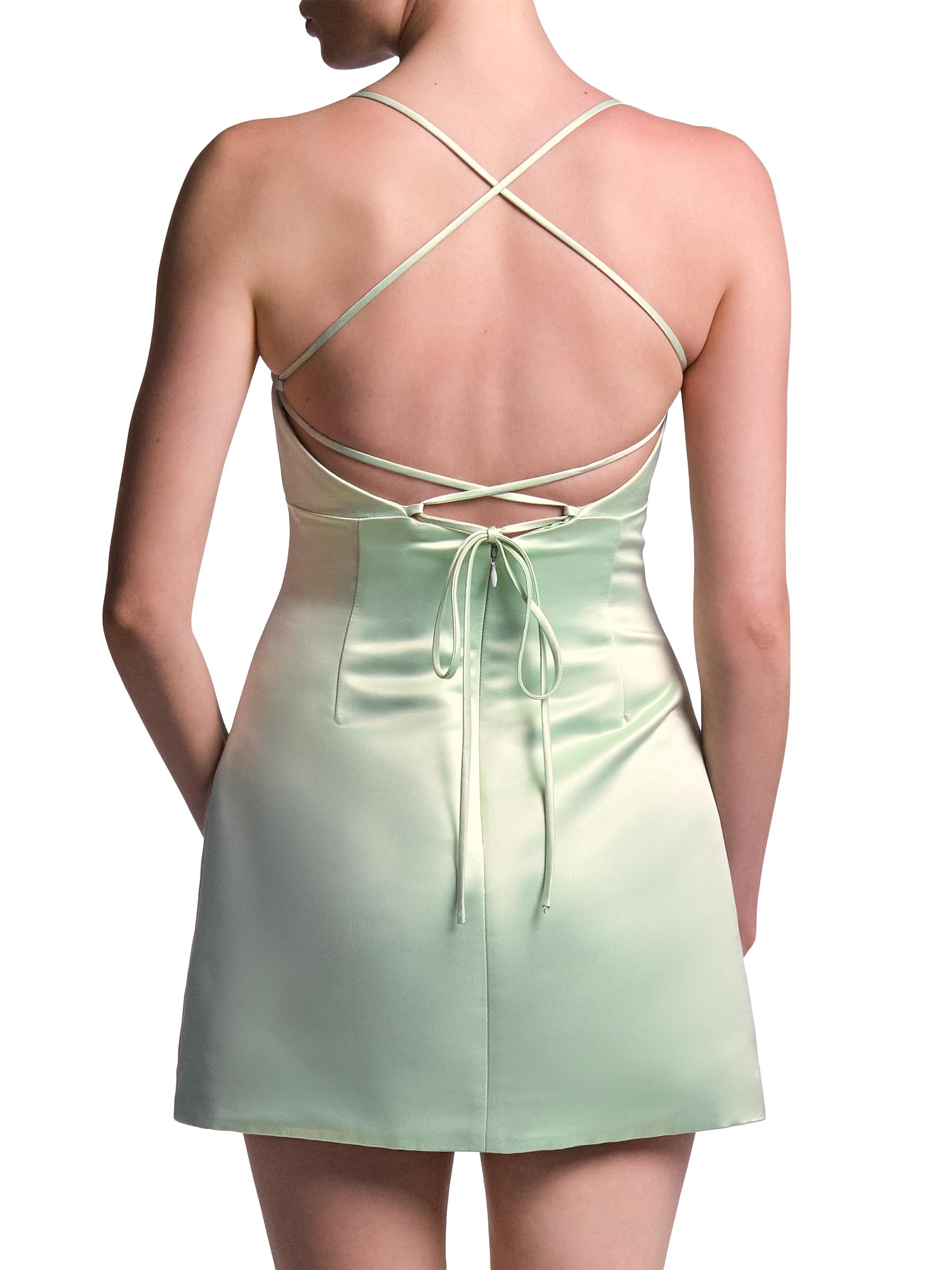 BCBGMAXAZRIA Women's Serene Lace-Up Back Satin Mini Dress - Pistachio | Thumbnail 4