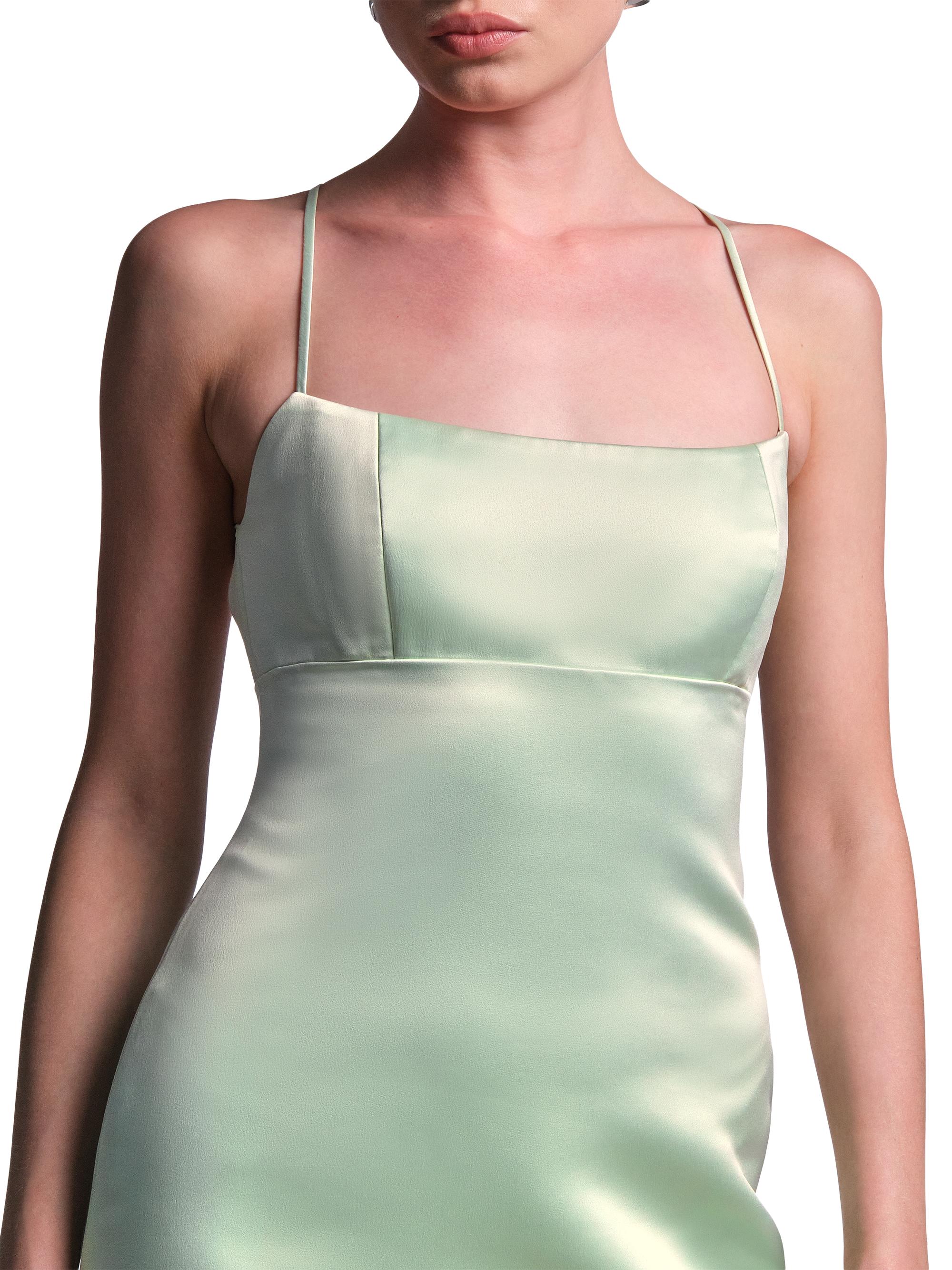 BCBGMAXAZRIA Women's Serene Lace-Up Back Satin Mini Dress - Pistachio | Thumbnail 6