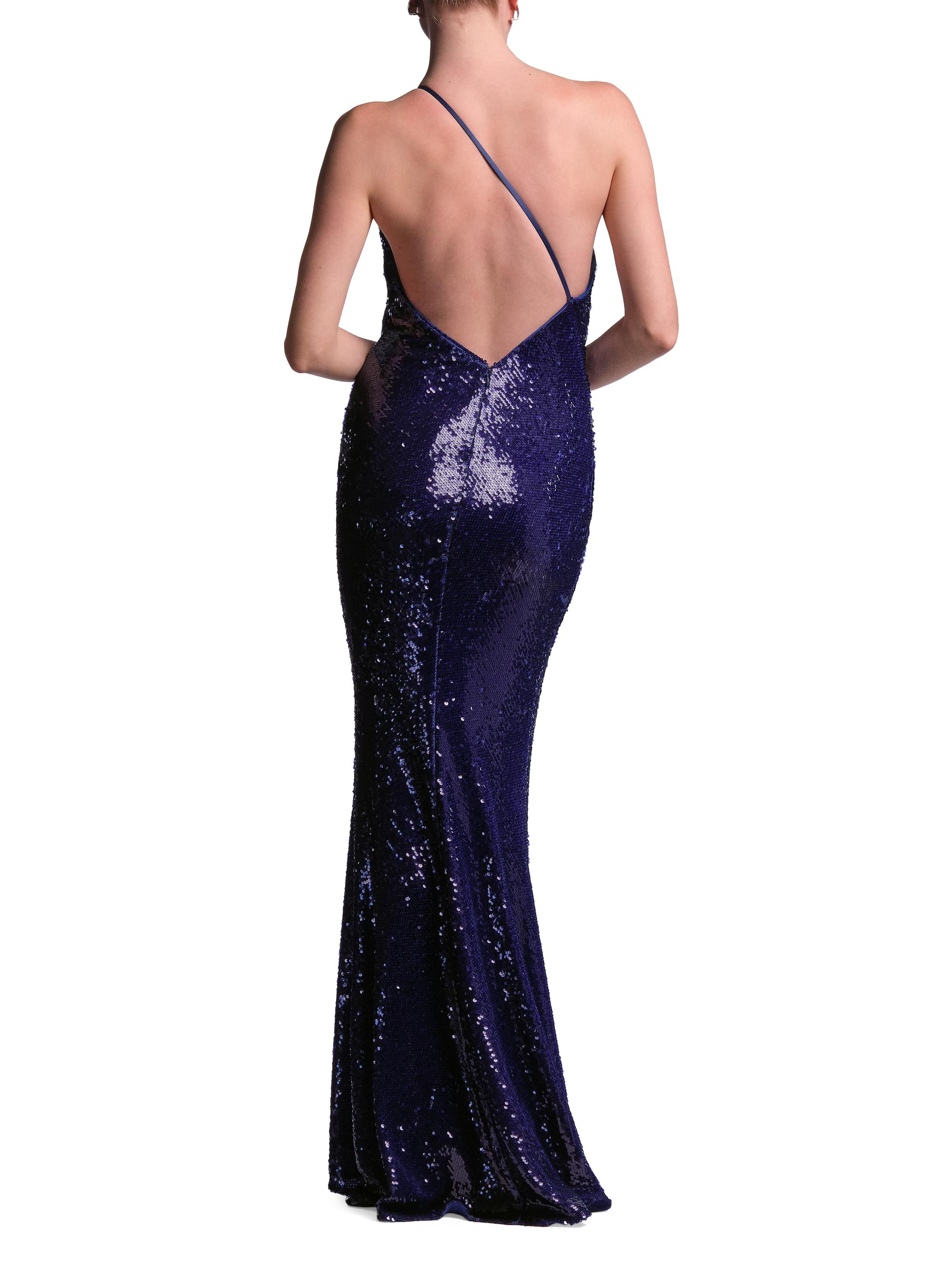 BCBGMAXAZRIA Women's Estelle Sequined One-Shoulder Gown - Ultra Violet | Thumbnail 4