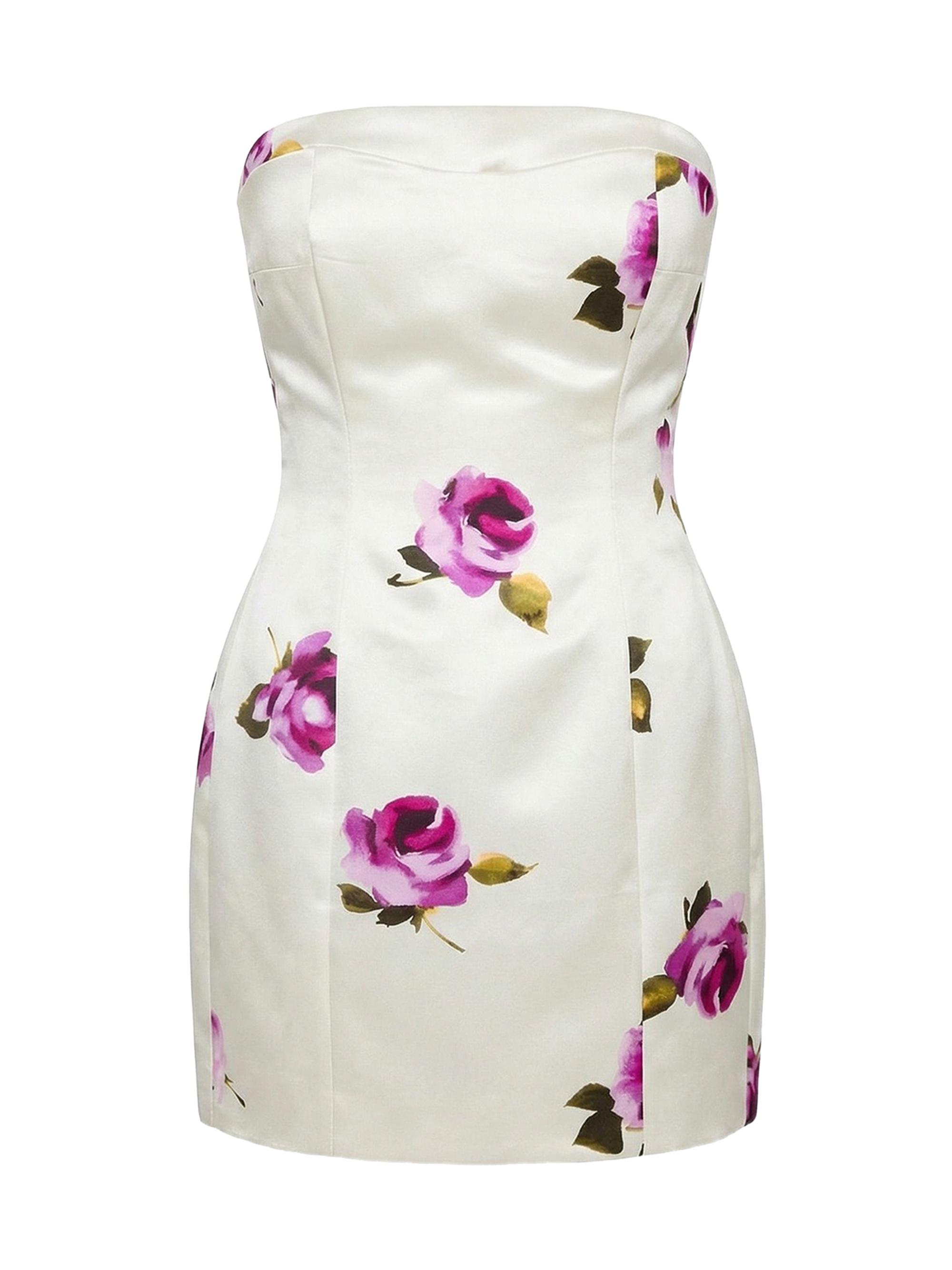 Nicholas the Label Women's Kaline Floral Satin Strapless Minidress - Floating Rose Buds