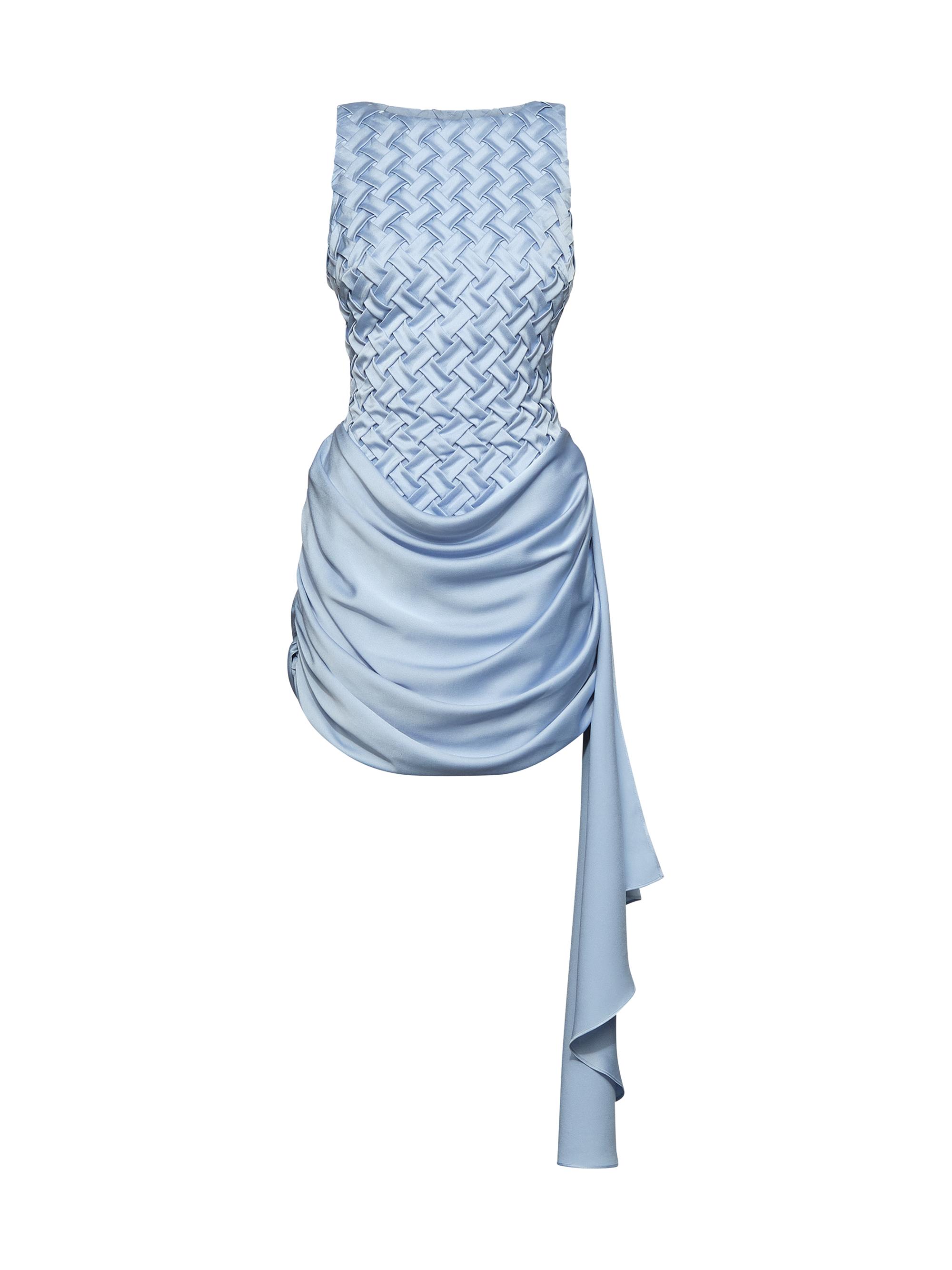 Et Ochs Women's Antonella Draped Woven Boatneck Minidress - Blue Clay