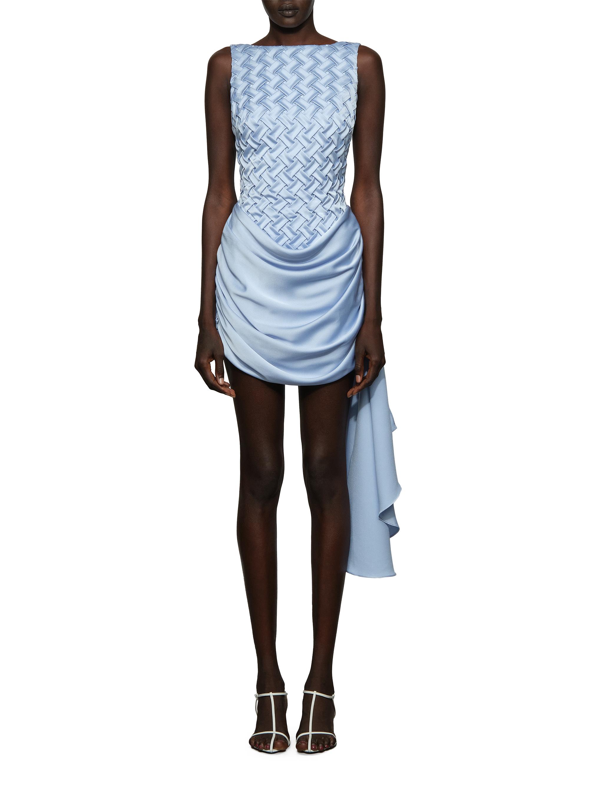 Et Ochs Women's Antonella Draped Woven Boatneck Minidress - Blue Clay | Thumbnail 2