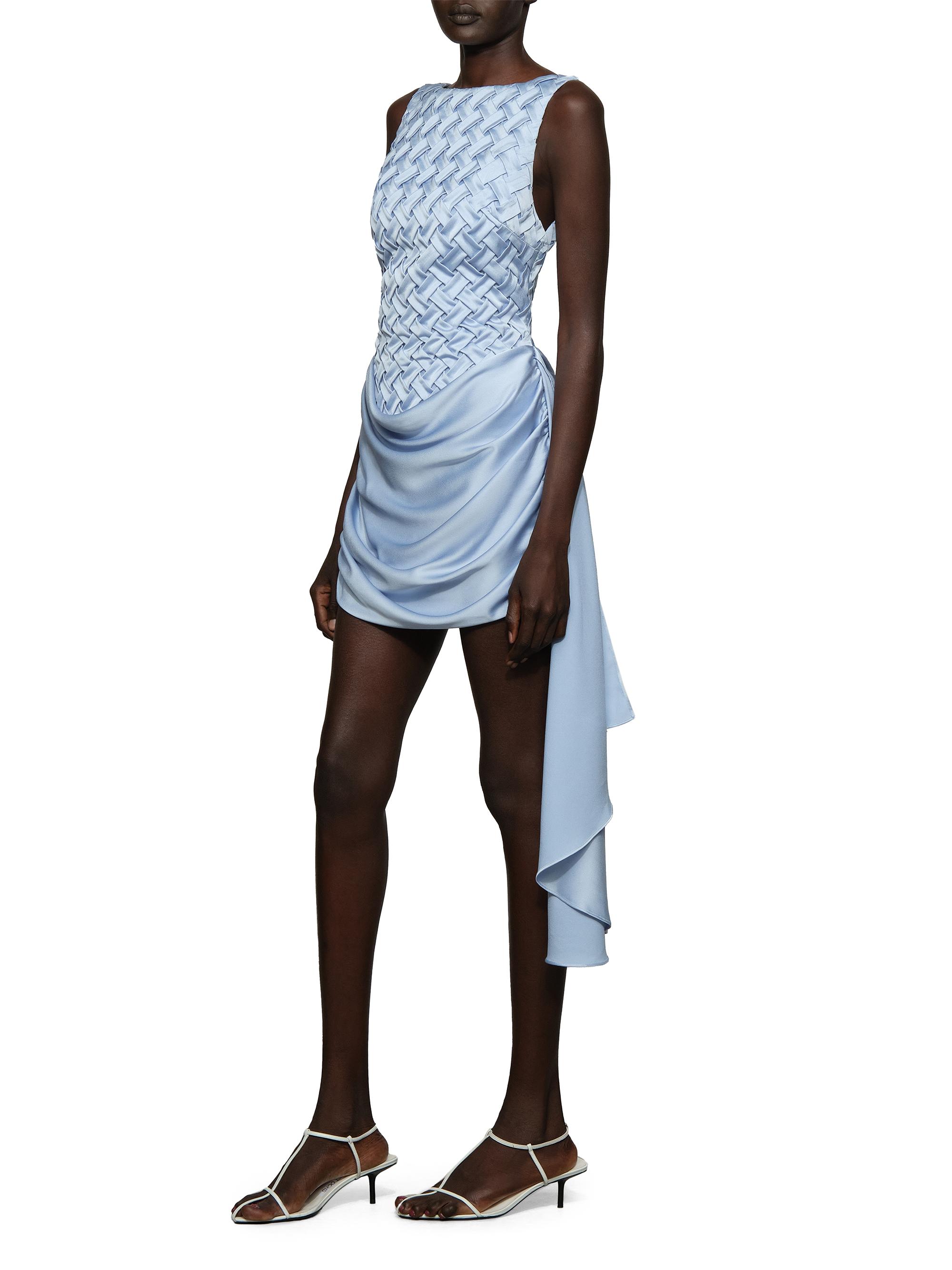 Et Ochs Women's Antonella Draped Woven Boatneck Minidress - Blue Clay | Thumbnail 3