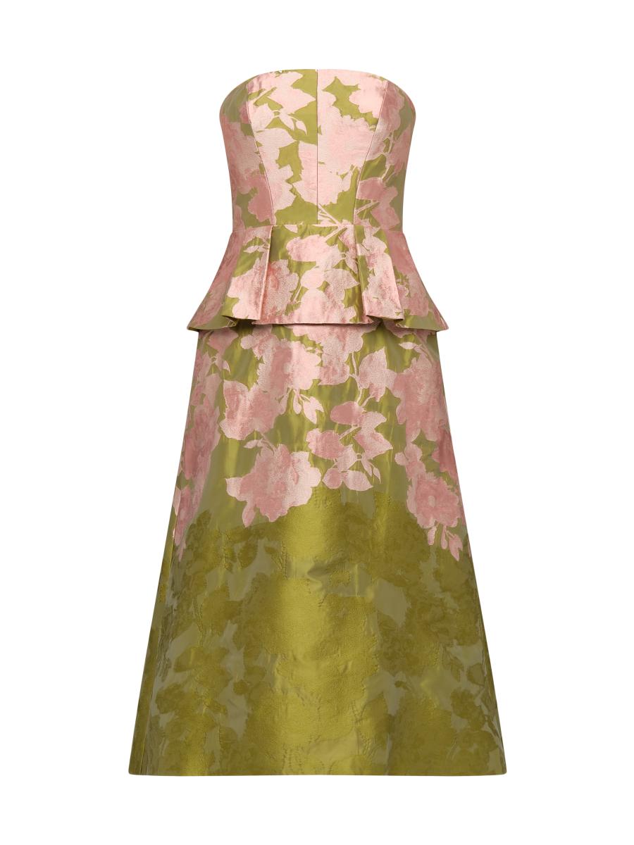 Kay Unger Women's Imogen Metallic Jacquard Tea-length Cocktail Dress In Lime Multi