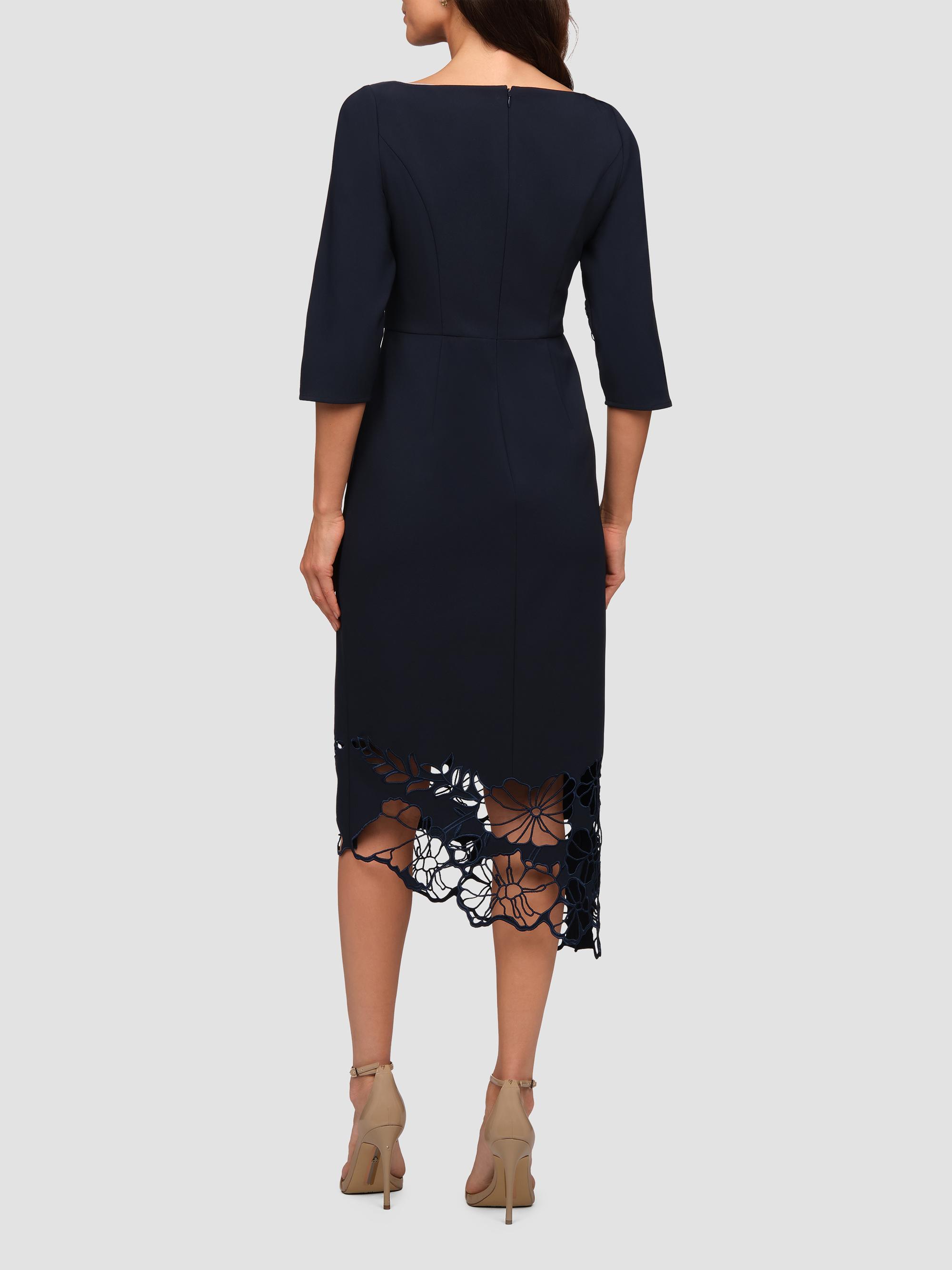 wisp leeah lace knit dress Kay Unger Women's Vanna Guipure Midi-Dress - Night Sky style_sheath