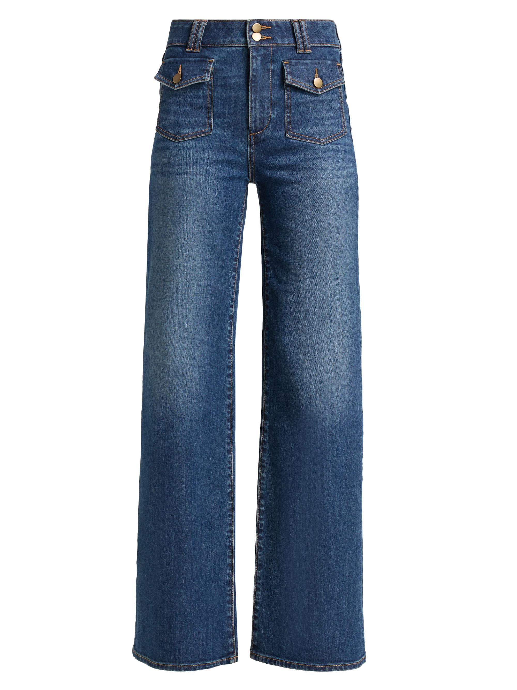 Ramy Brook Women's Fay Stretch-Cotton High-Rise Wide-Leg Jeans - Medium Wash | Thumbnail 7