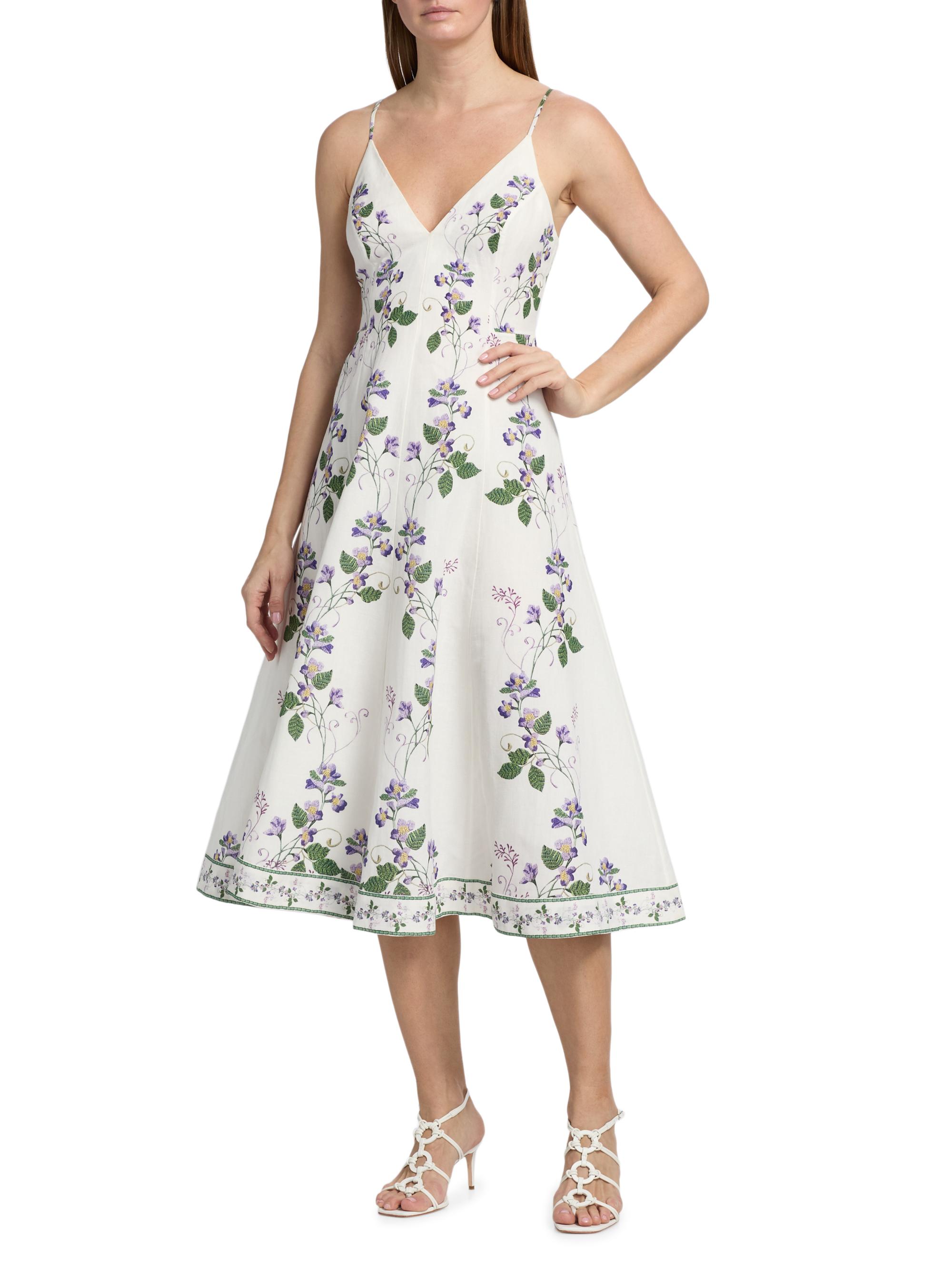Hemant & Nandita Women's Floral Linen-Cotton Midi-Dress - | Thumbnail 3