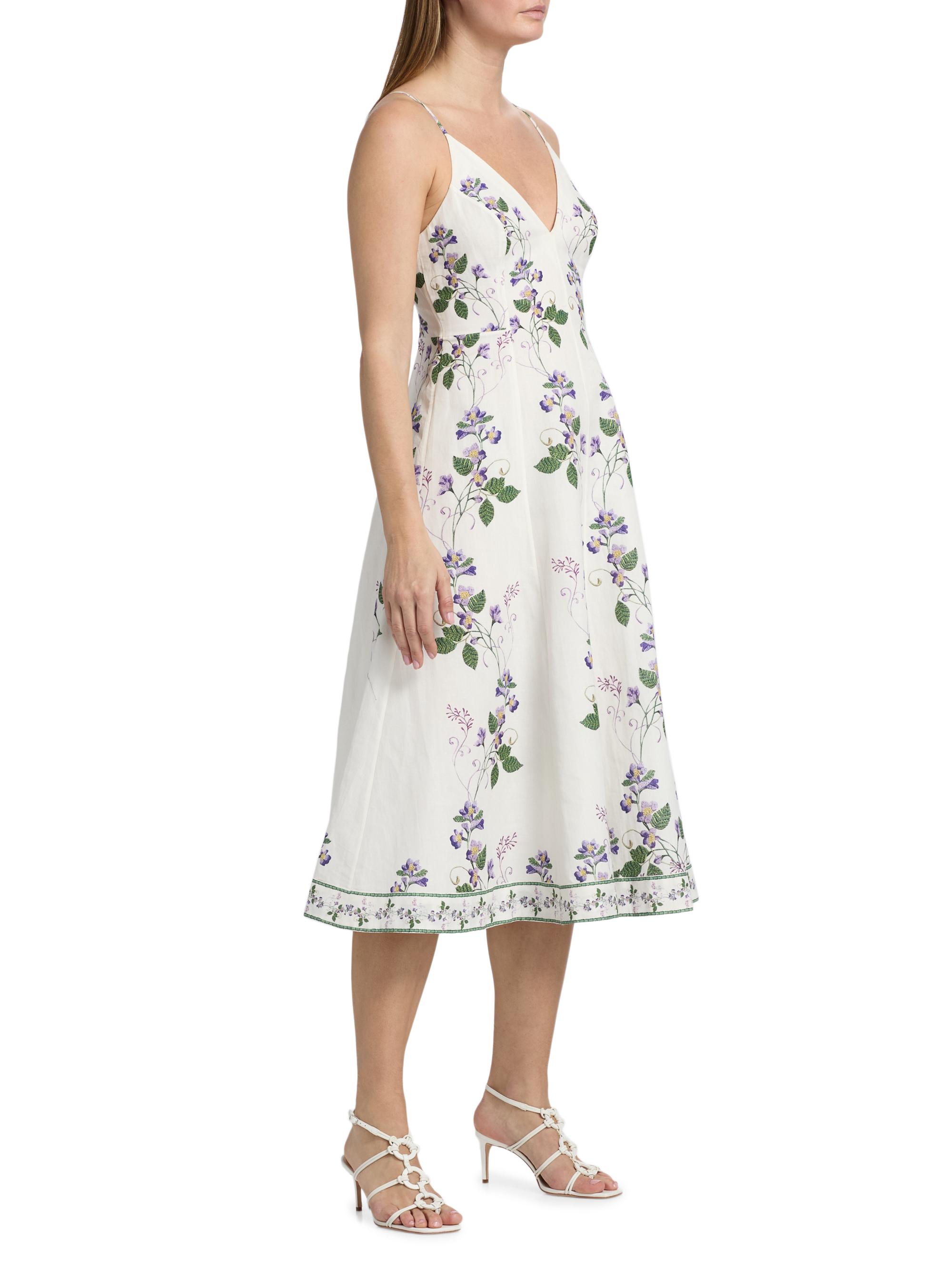Hemant & Nandita Women's Floral Linen-Cotton Midi-Dress - | Thumbnail 4