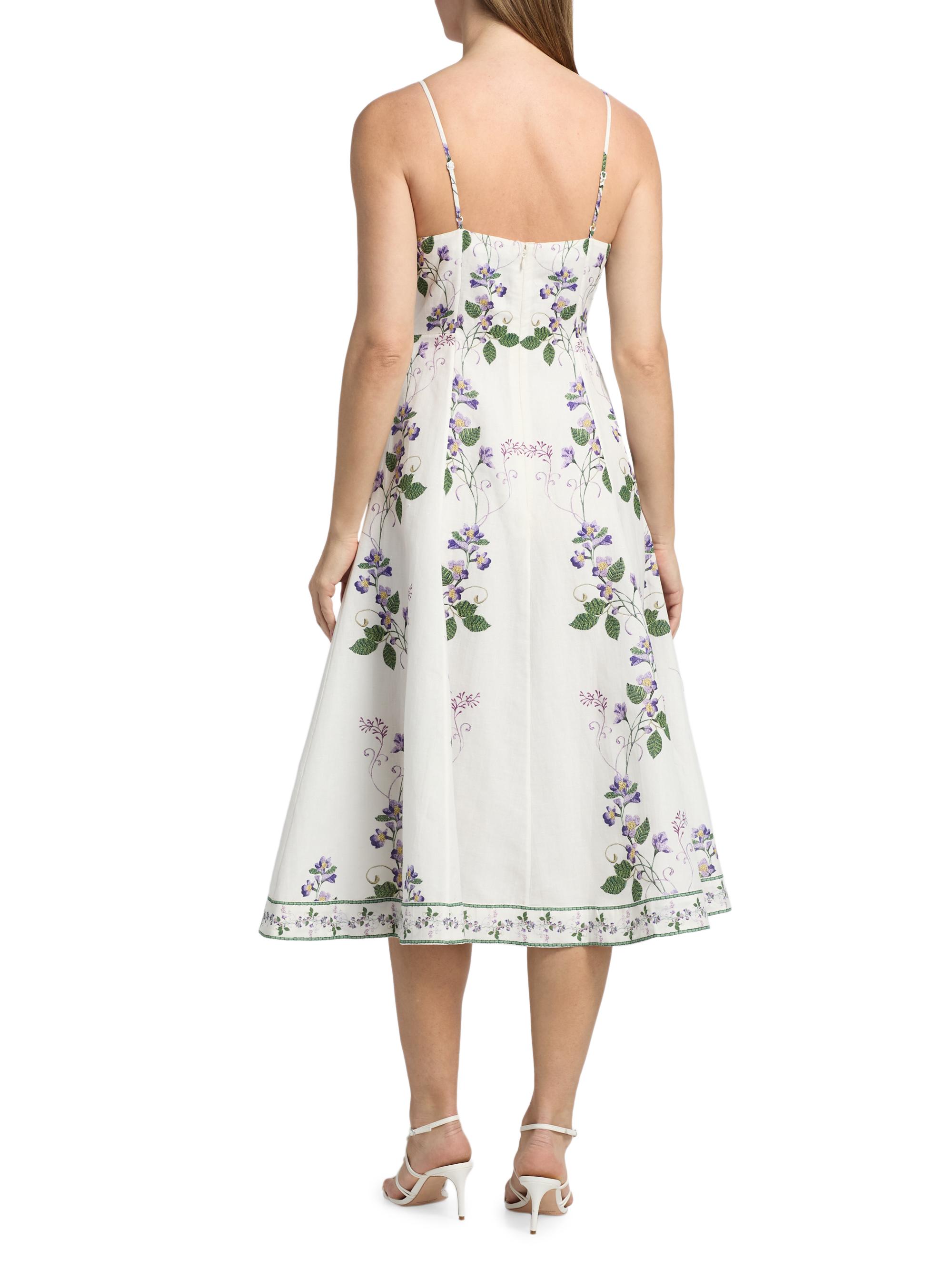 Hemant & Nandita Women's Floral Linen-Cotton Midi-Dress - | Thumbnail 5