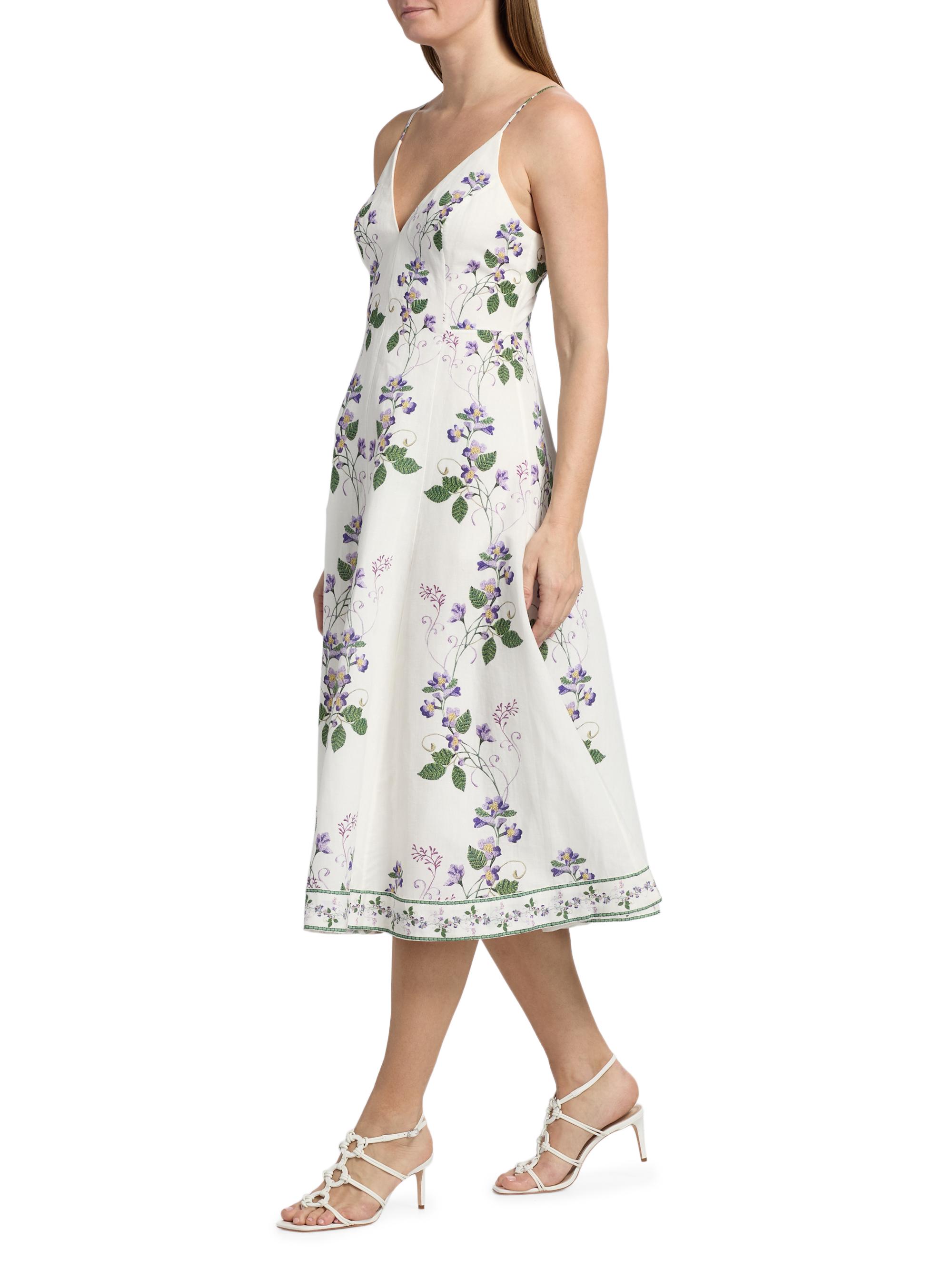 Hemant & Nandita Women's Floral Linen-Cotton Midi-Dress - | Thumbnail 2