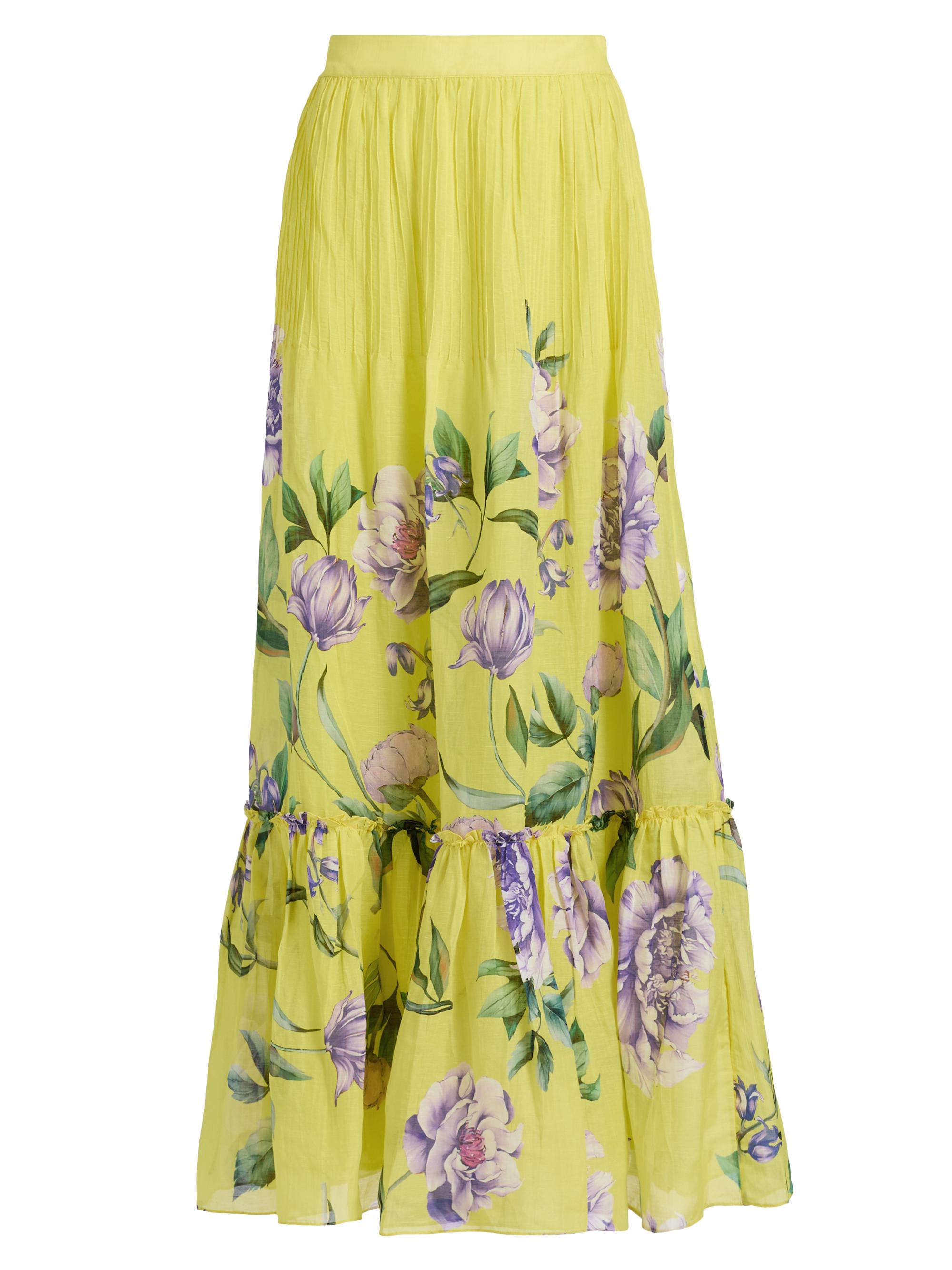 Hemant & Nandita Women's Floral Pintuck Maxi Skirt - Yellow