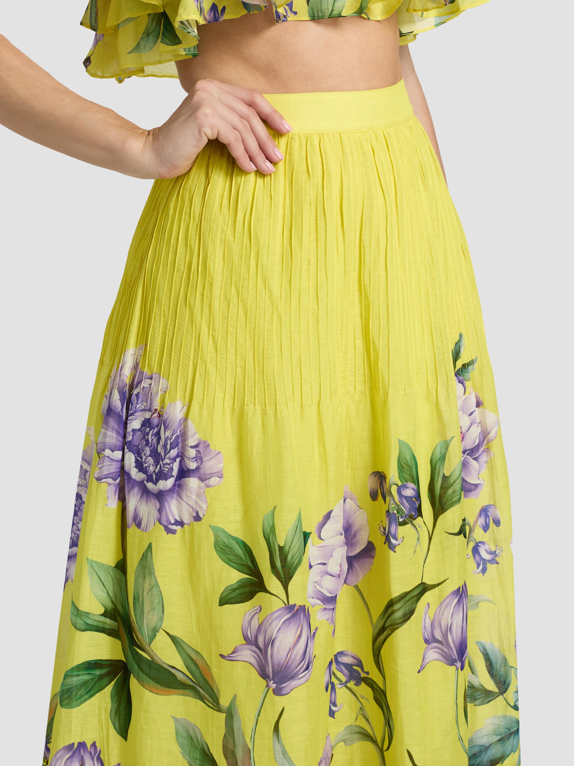 Hemant & Nandita Women's Floral Pintuck Maxi Skirt - Yellow | Thumbnail 6