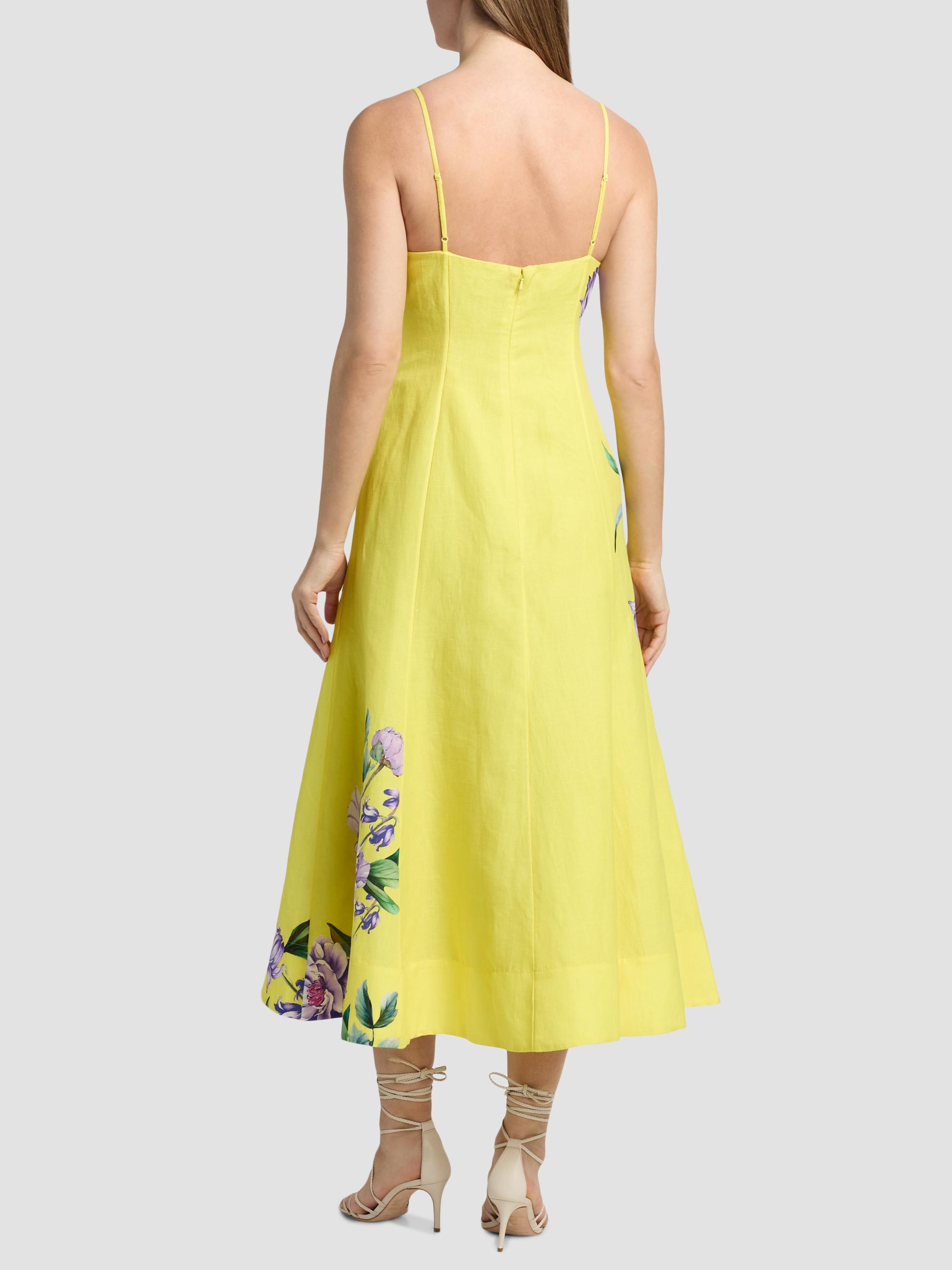 Hemant & Nandita Women's Floral Linen-Cotton A-Line Midi-Dress - Yellow | Thumbnail 5