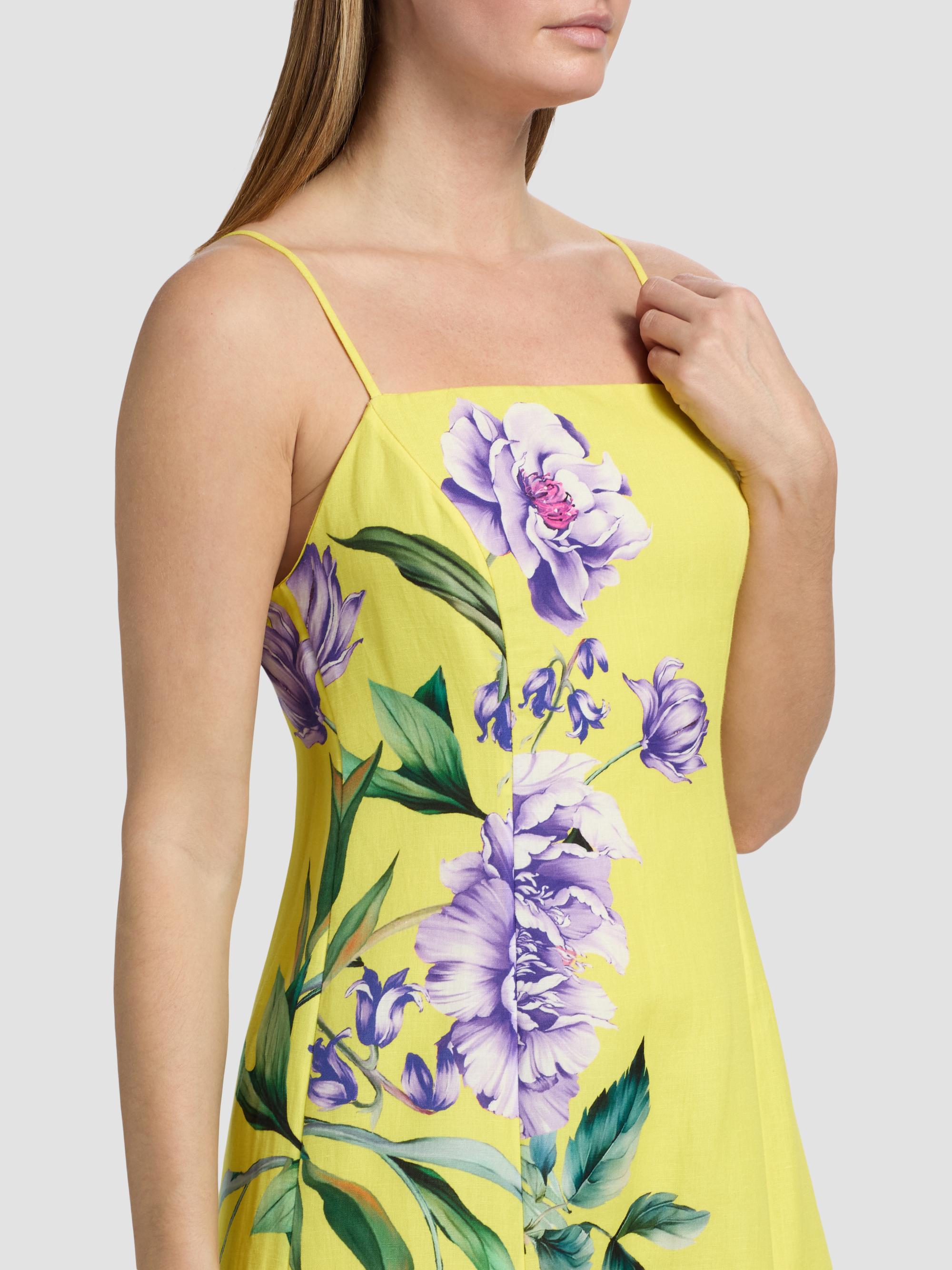Hemant & Nandita Women's Floral Linen-Cotton A-Line Midi-Dress - Yellow | Thumbnail 6