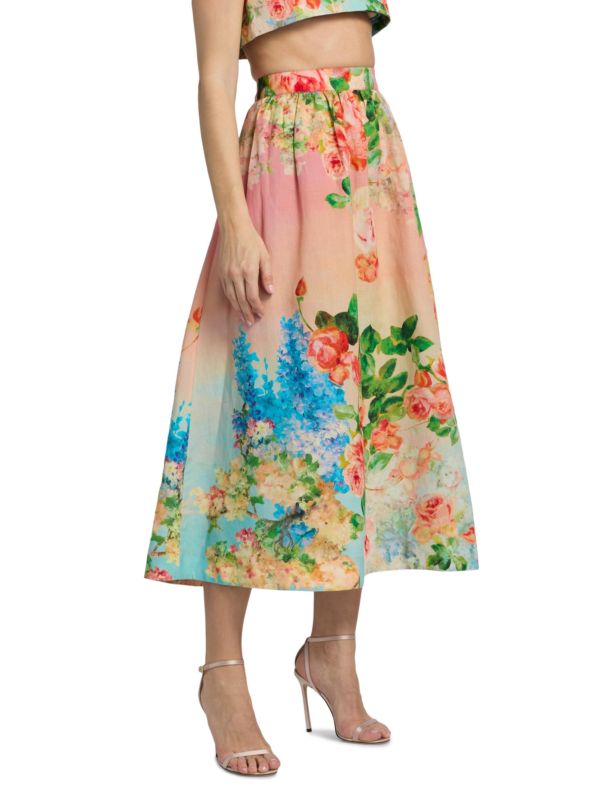 Hemant & Nandita Women's Floral Ombré Cotton-Linen Midi-Skirt | Thumbnail 4