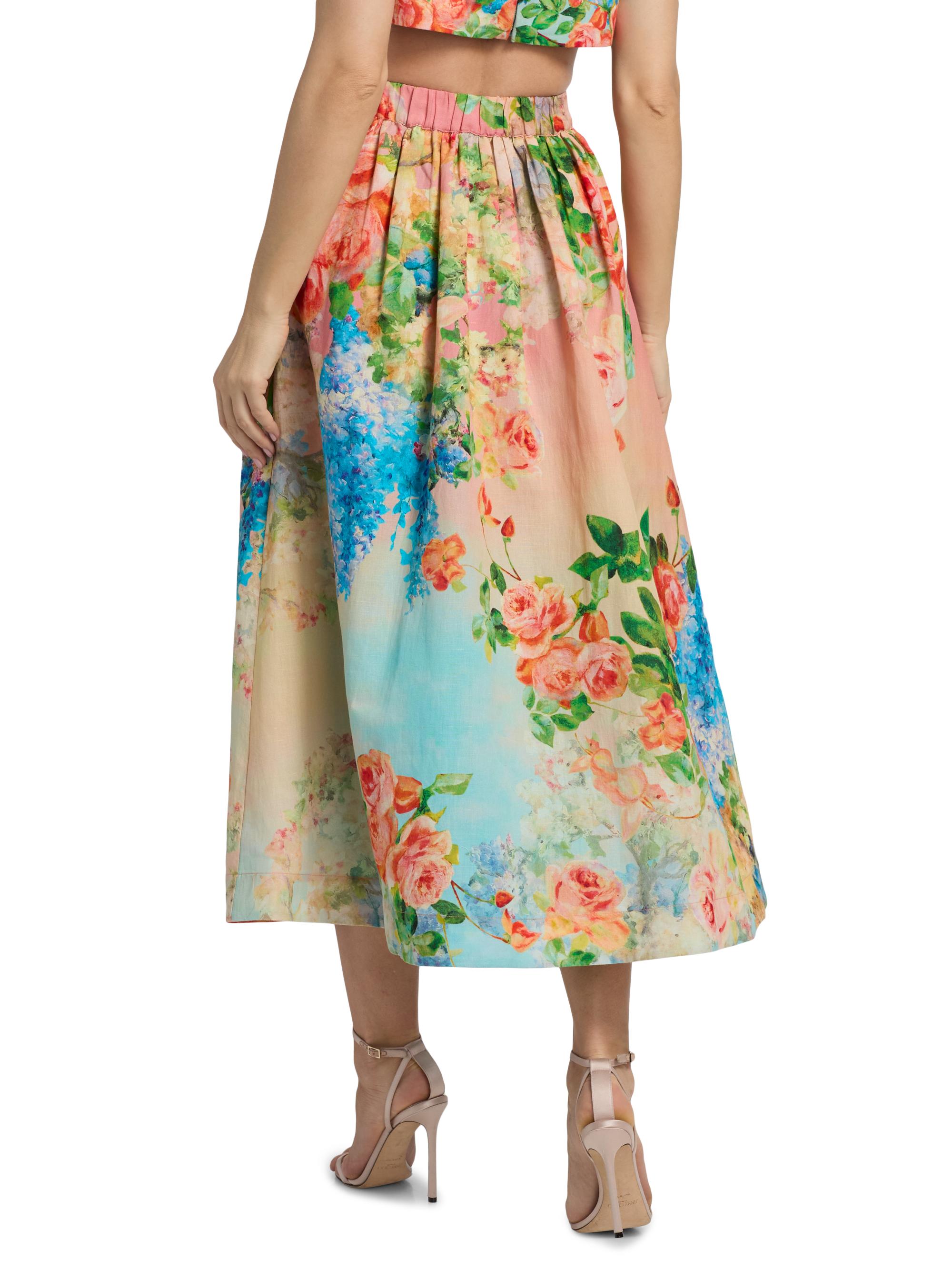 Hemant & Nandita Women's Floral Ombré Cotton-Linen Midi-Skirt | Thumbnail 5