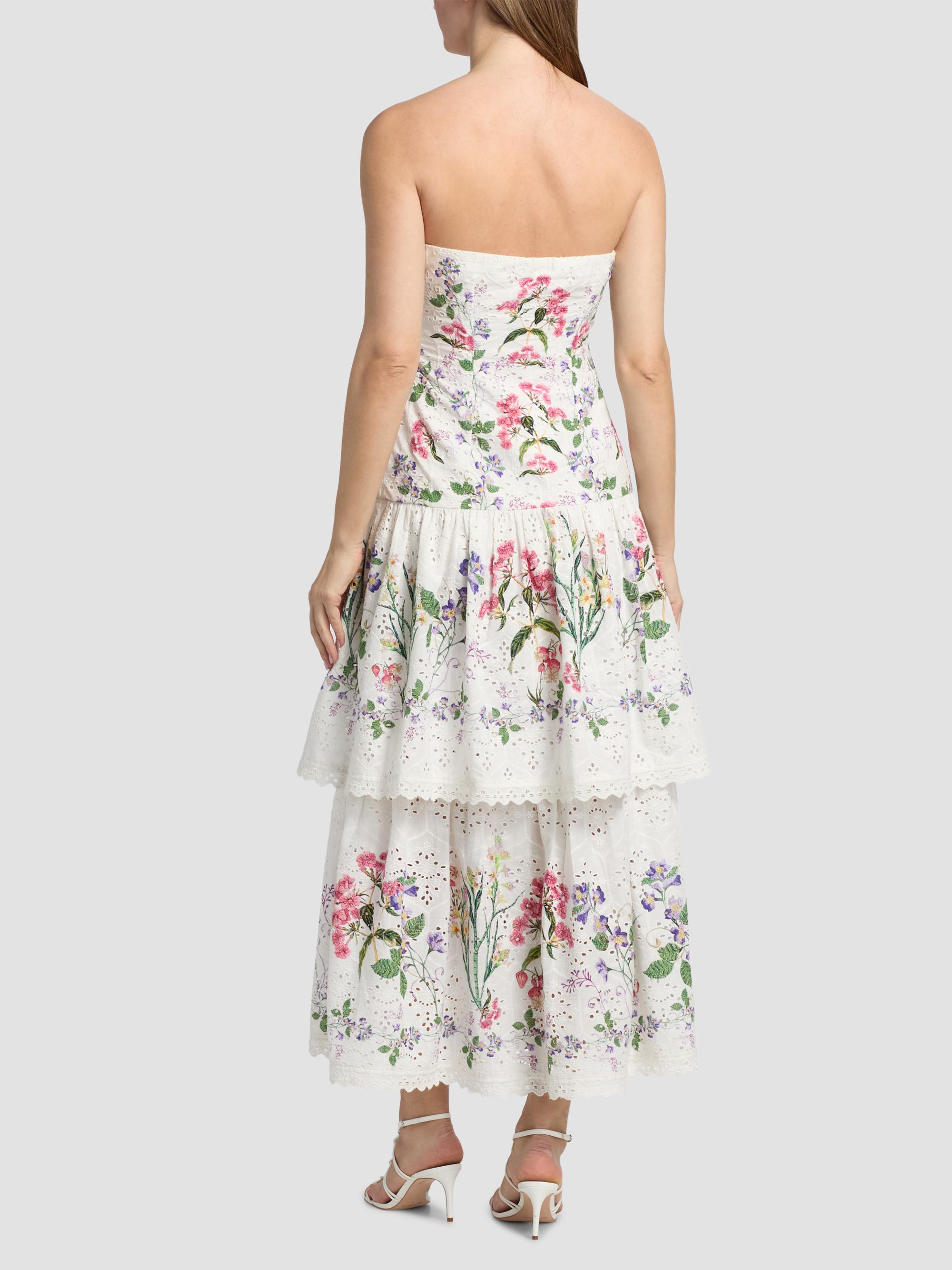 Hemant & Nandita Women's Floral Cotton Tiered Strapless Maxi Dress - | Thumbnail 5