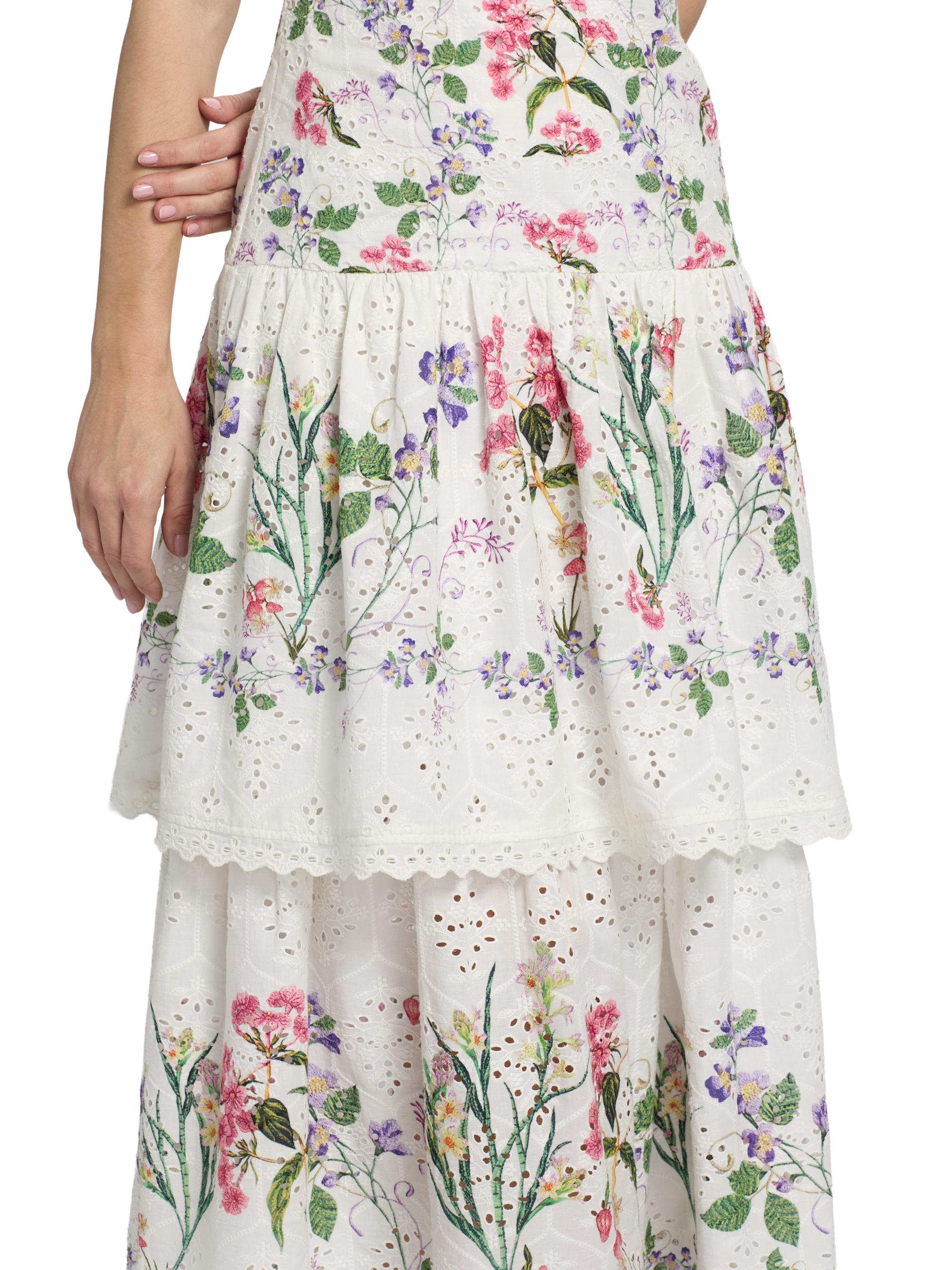 Hemant & Nandita Women's Floral Cotton Tiered Strapless Maxi Dress - | Thumbnail 6