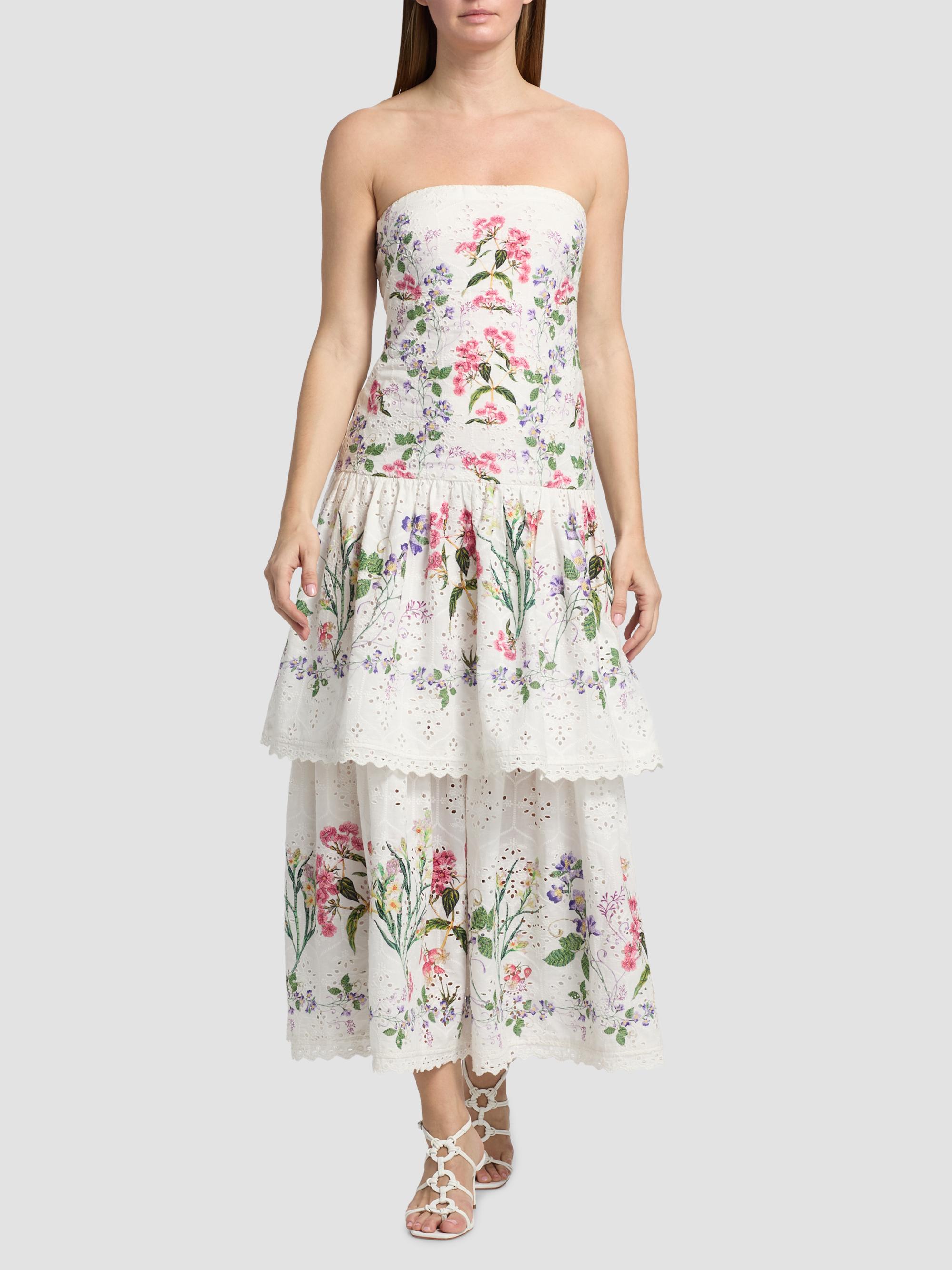 Hemant & Nandita Women's Floral Cotton Tiered Strapless Maxi Dress - | Thumbnail 2