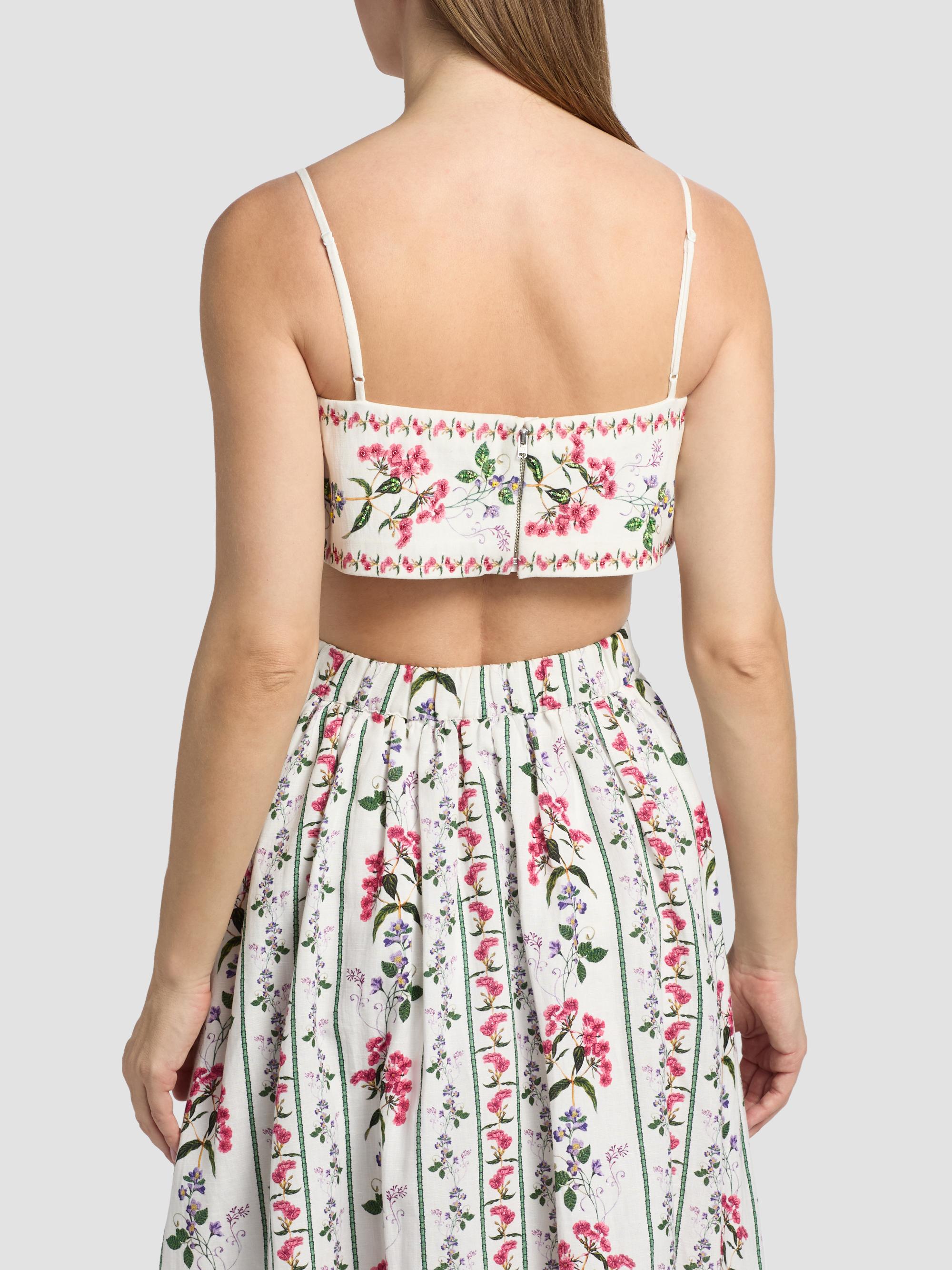 Hemant & Nandita Women's Floral Embellished Linen-Cotton Bustier Top - | Thumbnail 5