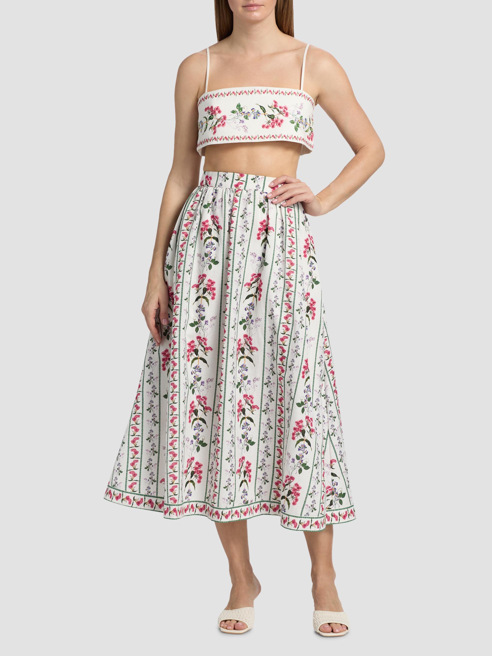 Hemant & Nandita Women's Floral Embellished Linen-Cotton Bustier Top - | Thumbnail 2