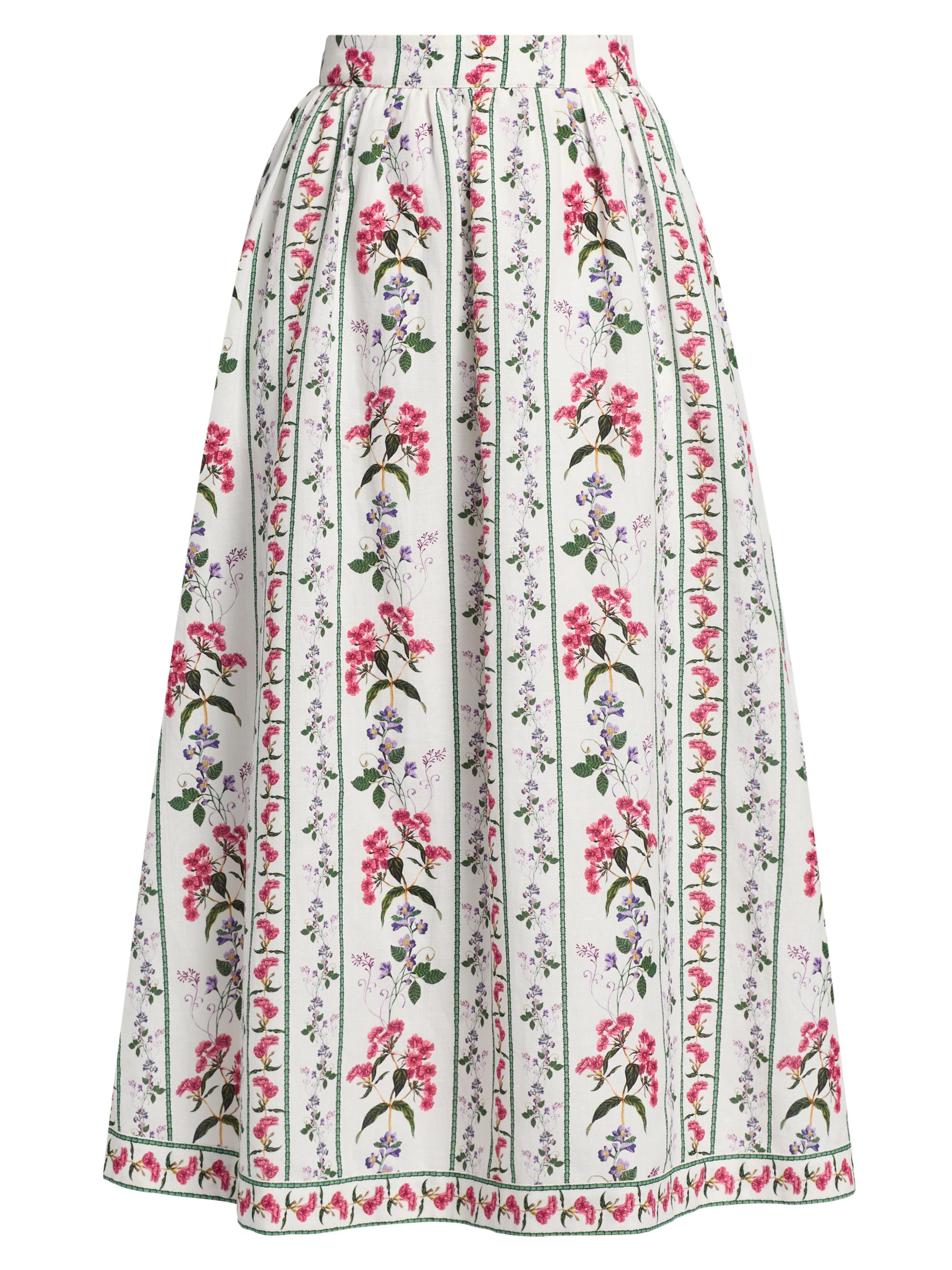 Hemant & Nandita Women's Floral Linen-Cotton Midi-Skirt -