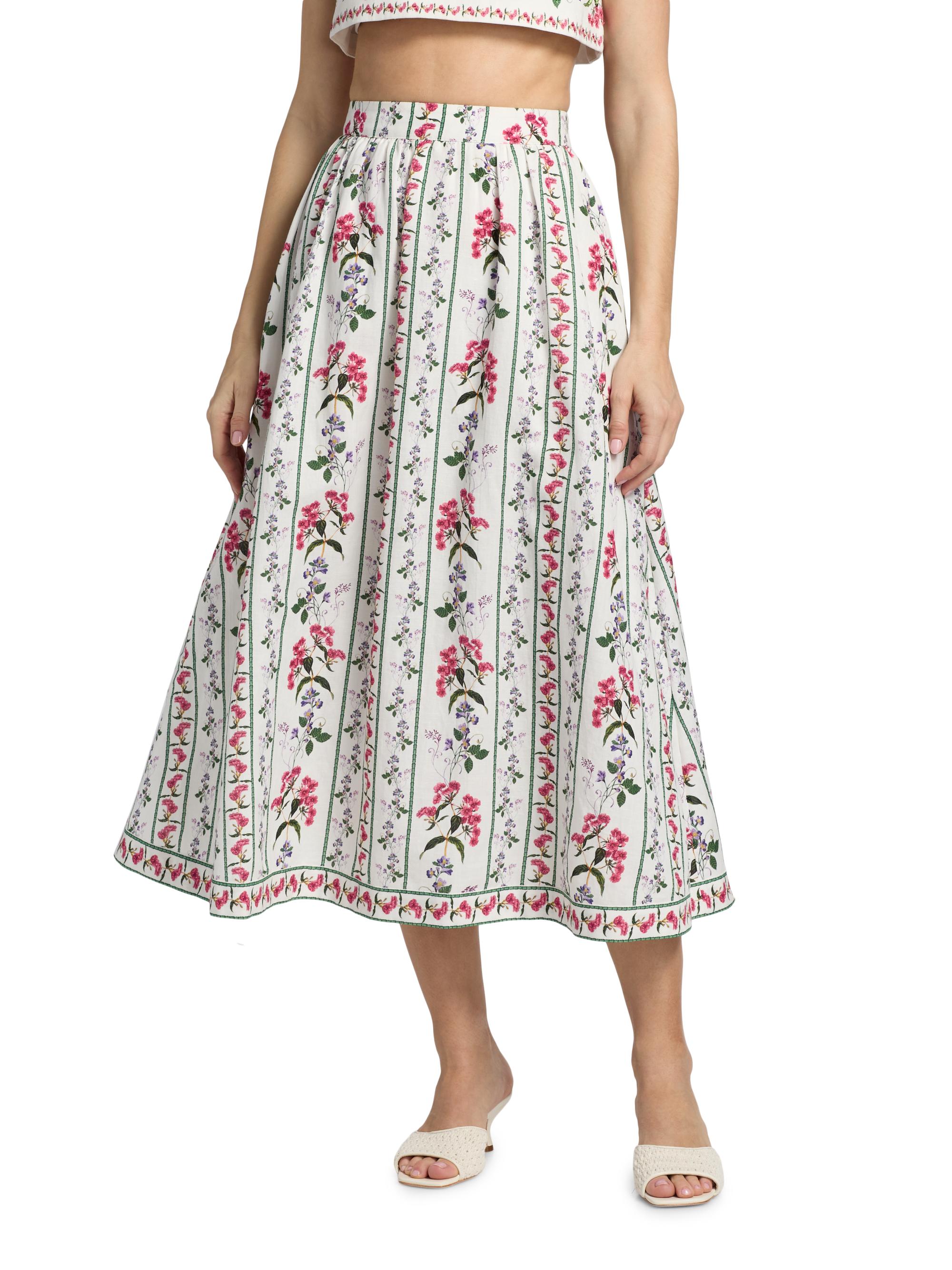 Hemant & Nandita Women's Floral Linen-Cotton Midi-Skirt - | Thumbnail 3