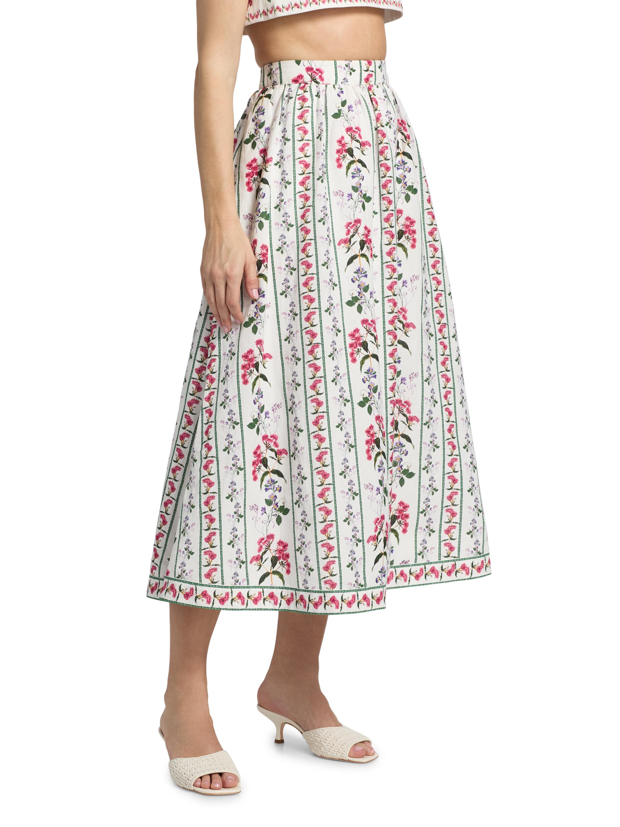 Hemant & Nandita Women's Floral Linen-Cotton Midi-Skirt - | Thumbnail 4